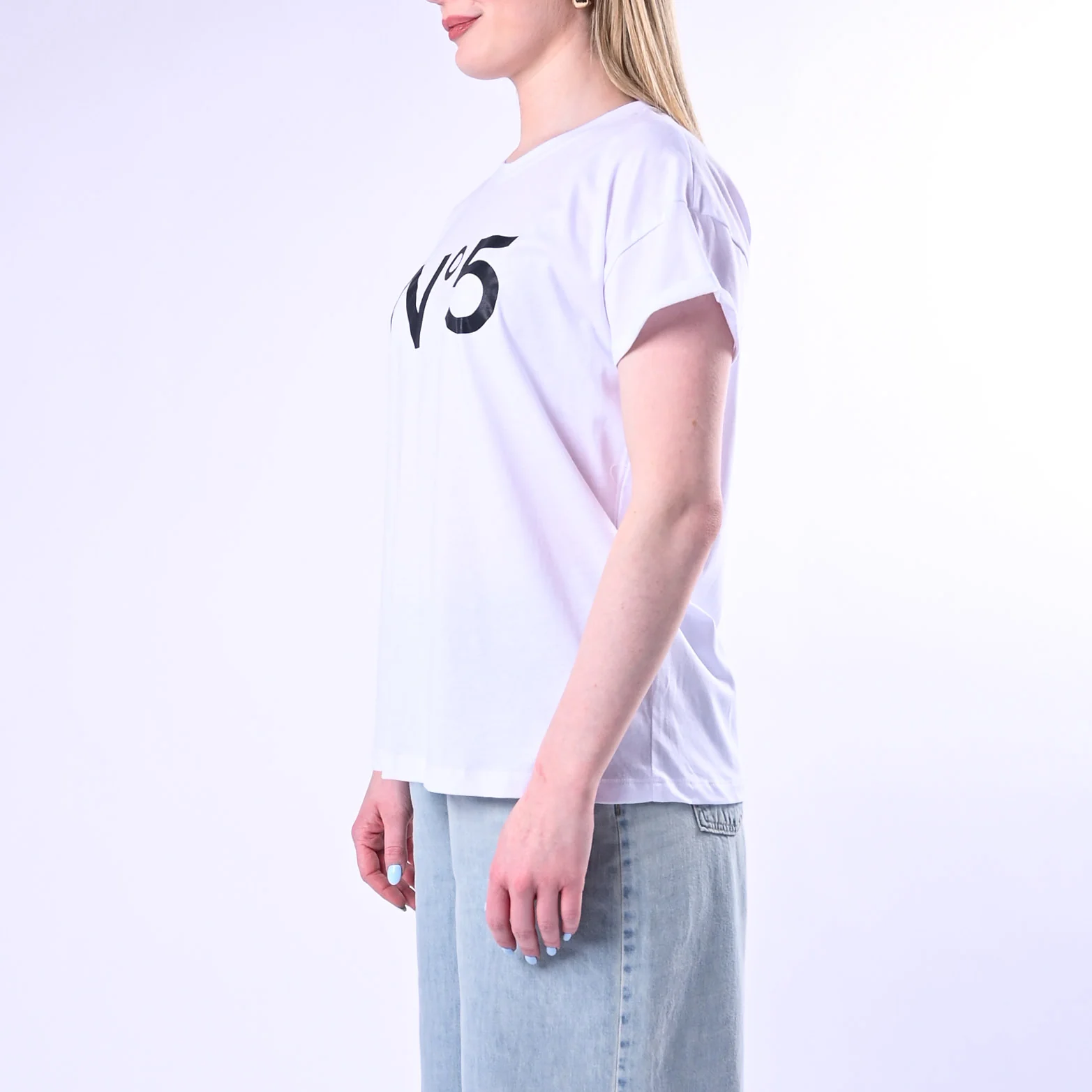 TENSIONE IN - T-SHIRT STAMPA N°5 ART.26M4385/PN - PANNA/NERO - Image 2