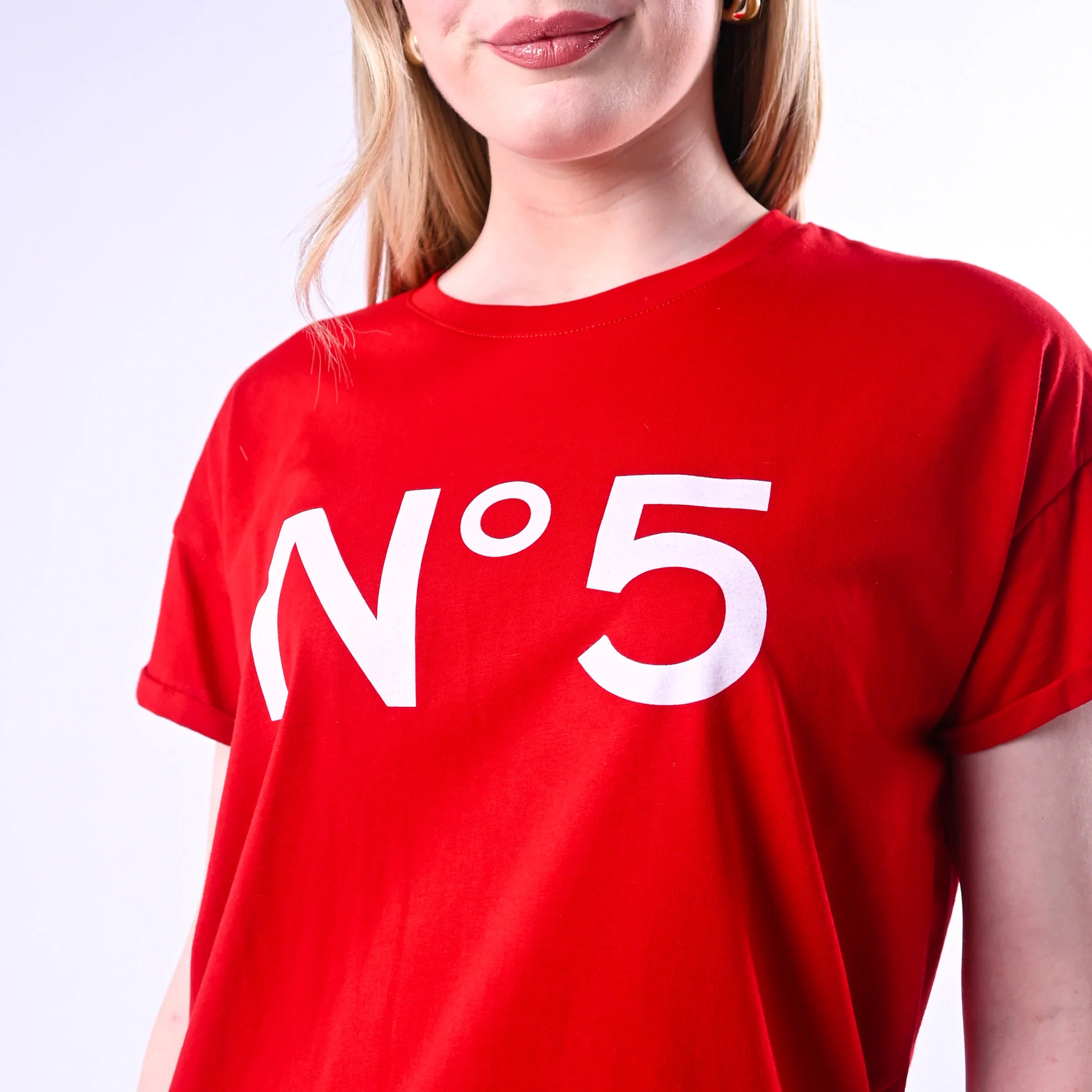 TENSIONE IN - T-SHIRT STAMPA N°5 ART.26M4385/RB - ROSSO/BIANCO - Image 5