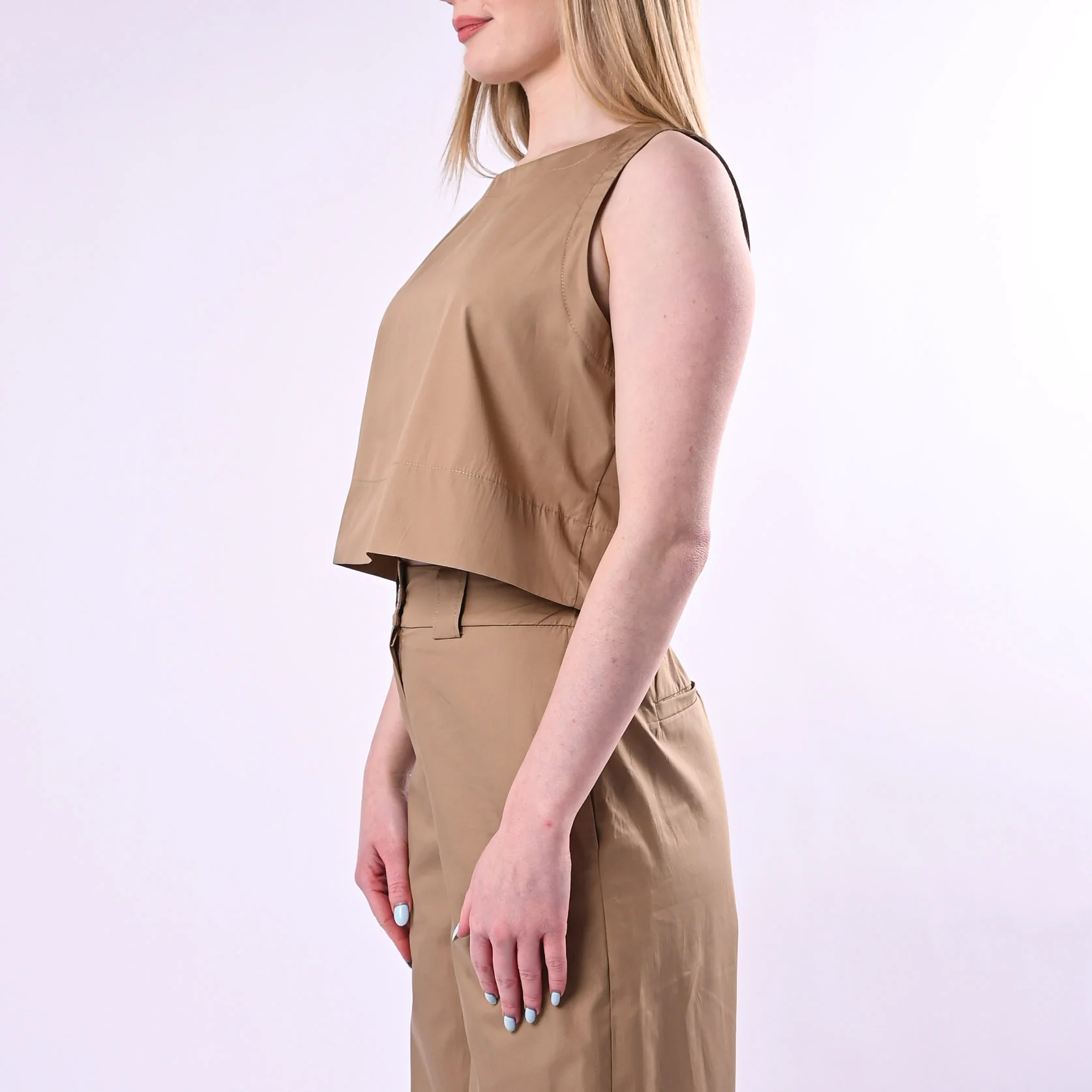 TENSIONE IN - TOP CROP IN TELA VELA ART.26T5031/C - COGNAC - Image 4