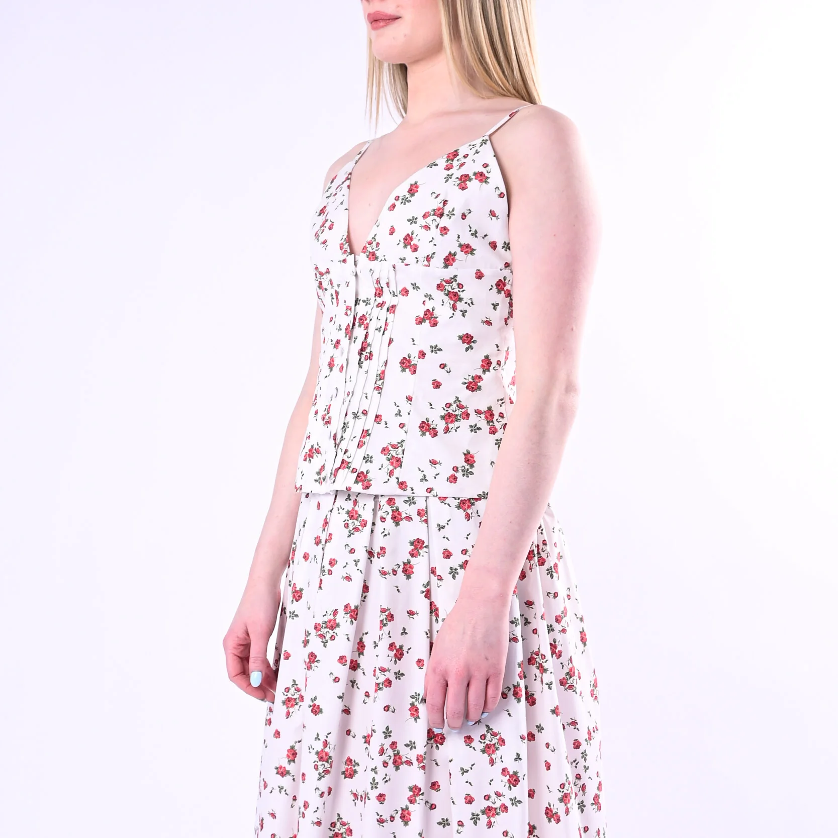 TENSIONE IN - TOP POPELINE FANTASIA FLOREALE ART.S26TA83/BR - BIANCO/ROSSO - Image 4