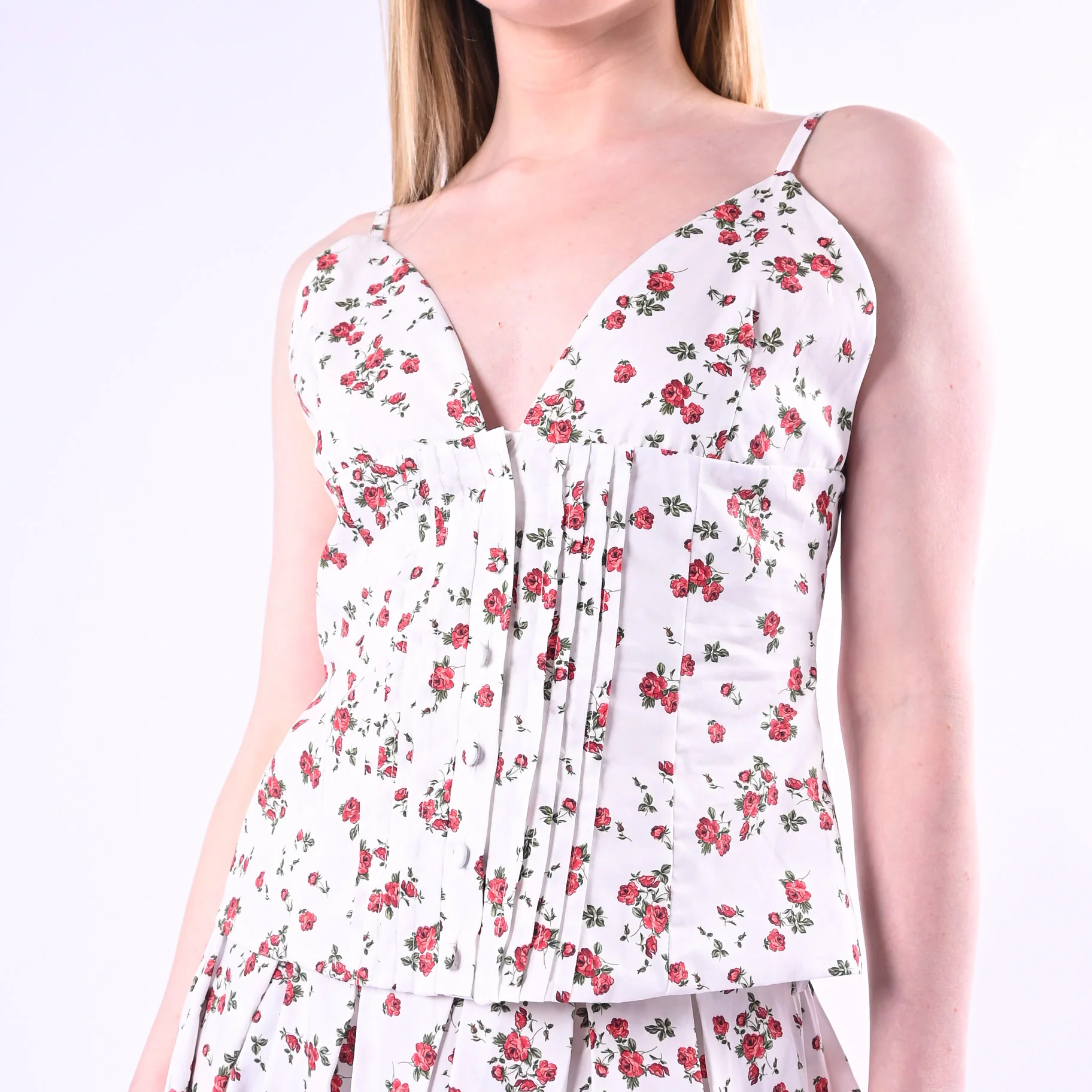 TENSIONE IN - TOP POPELINE FANTASIA FLOREALE ART.S26TA83/BR - BIANCO/ROSSO - Image 6