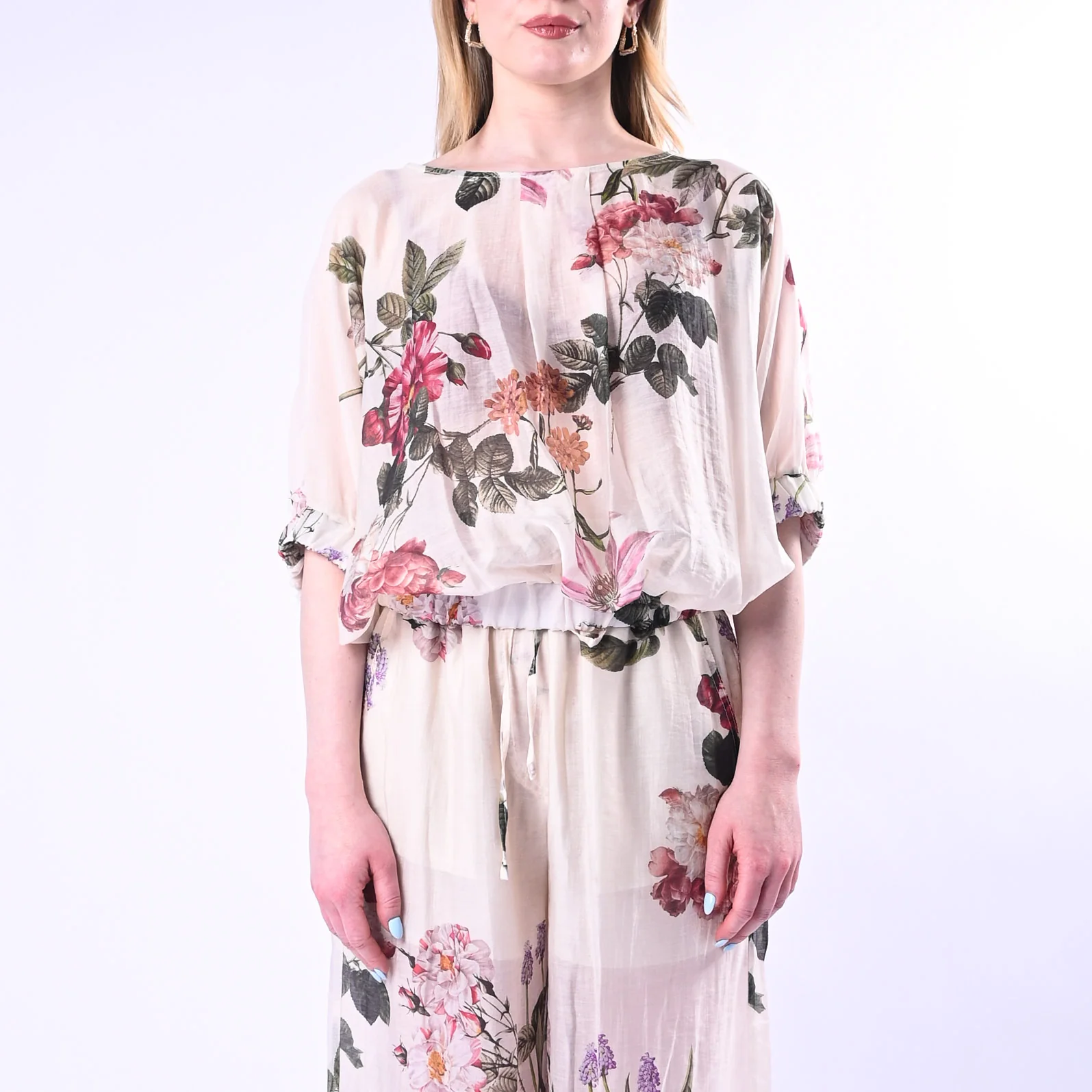 VICOLO - BLUSA FLOREALE INLYOCELL ART.TAB1807/B - BURRO - Image 3