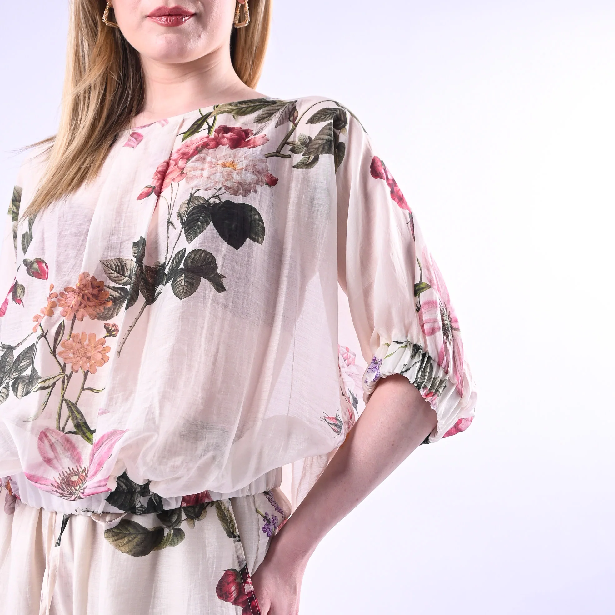 VICOLO - BLUSA FLOREALE INLYOCELL ART.TAB1807/B - BURRO - Image 6