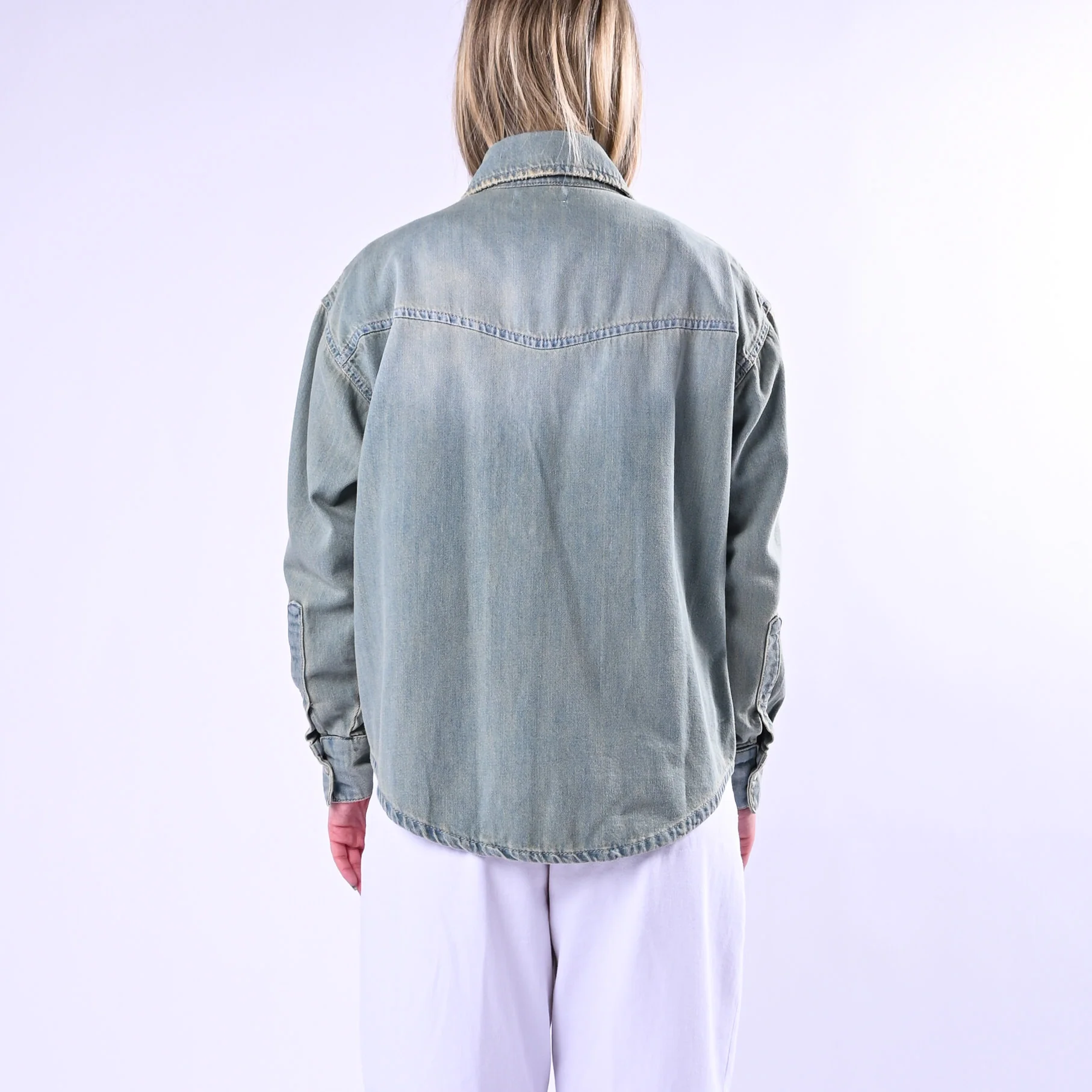 VICOLO - CAMICIA OVER MIRANDA IN DENIM ART.DAB5308/J - LAVAGGIO CHIARO - Image 4