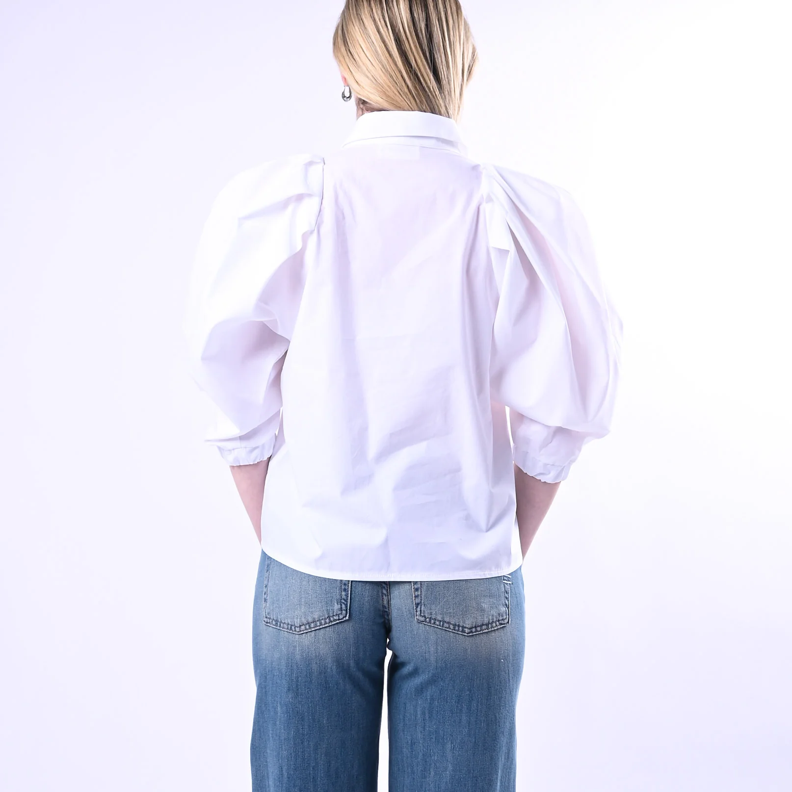 VICOLO - CAMICIA POPELINE MANICA SBUFFO ART.TAB1279 - BIANCO - Image 4