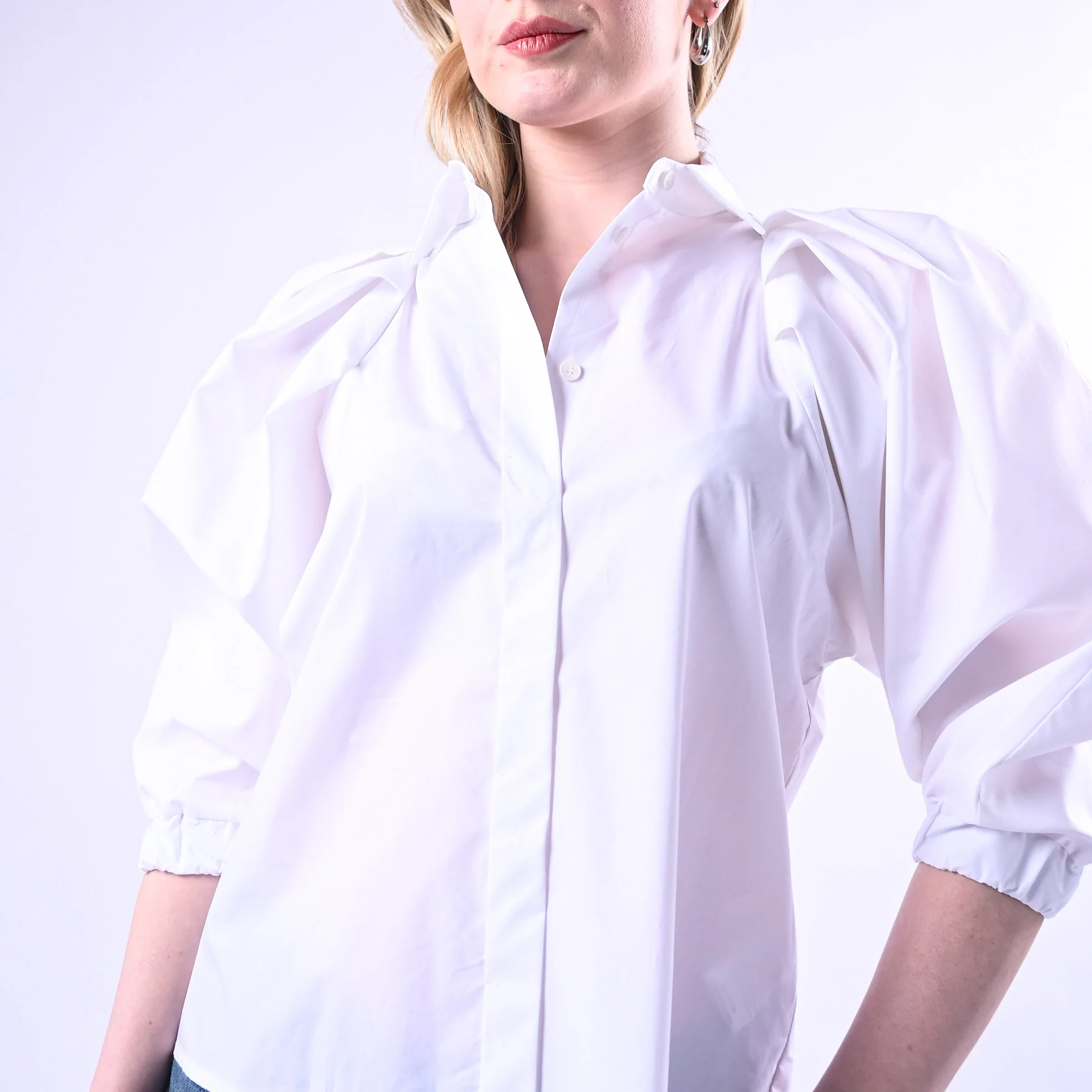 VICOLO - CAMICIA POPELINE MANICA SBUFFO ART.TAB1279 - BIANCO - Image 5
