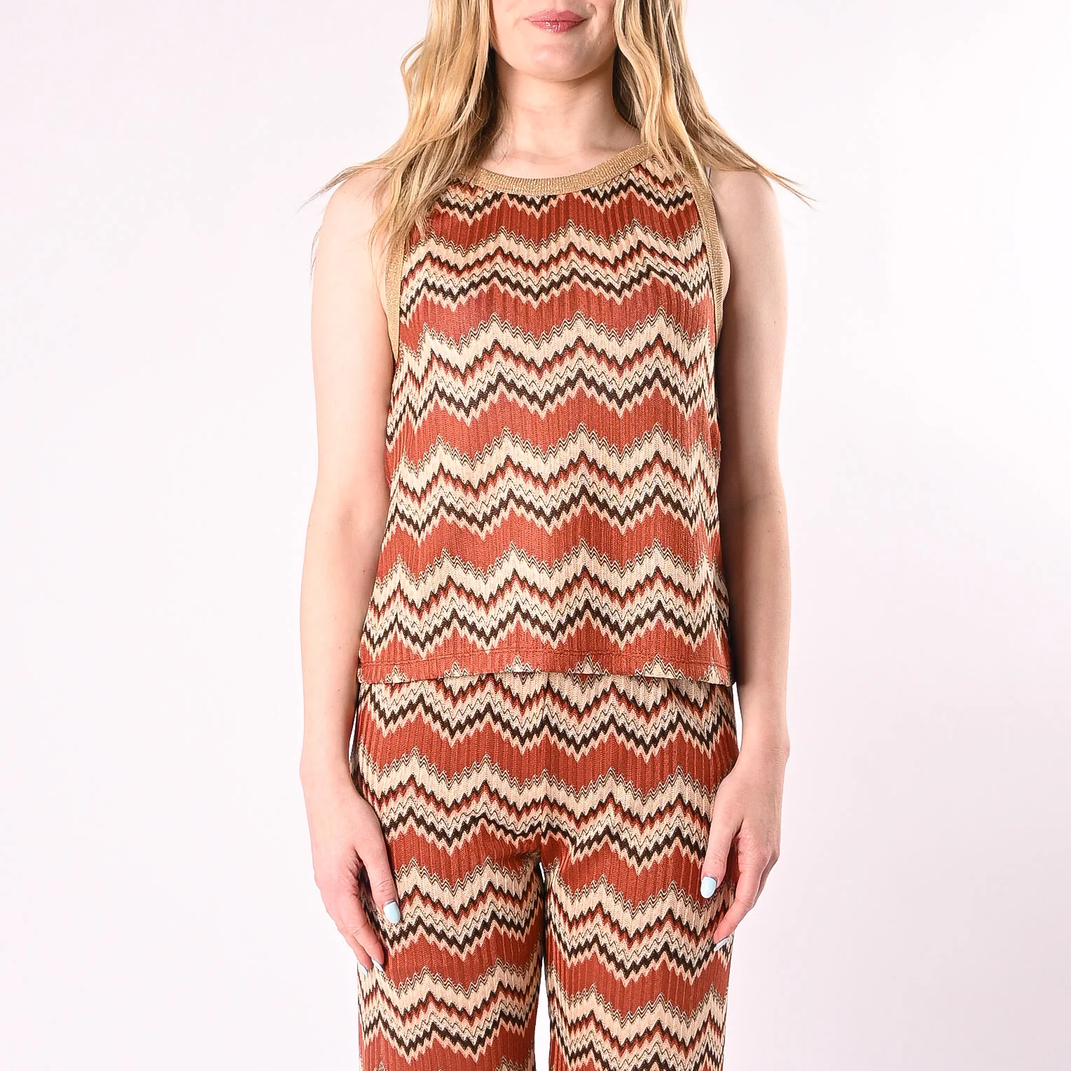VICOLO- CANOTTA FANTASIA MISSONI BORDO LUREX ART. TAB2558/F - FANTASIA - Image 2