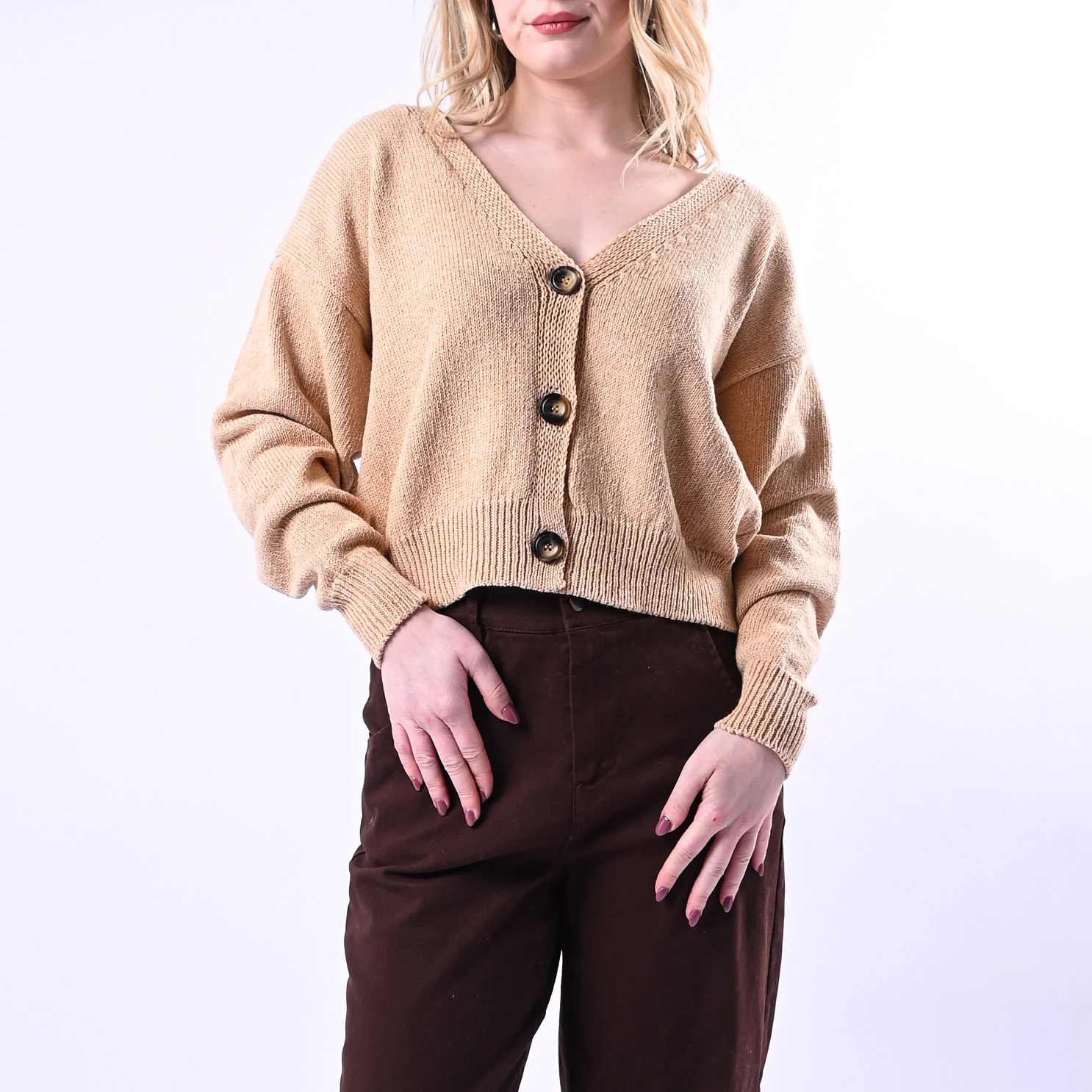 VICOLO - CARDIGAN OVER IN COTONE ART.5AB5015 - BEIGE