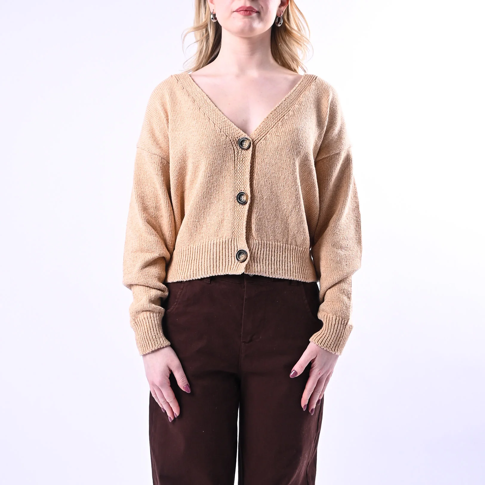 VICOLO - CARDIGAN OVER IN COTONE ART.5AB5015 - BEIGE - Image 2