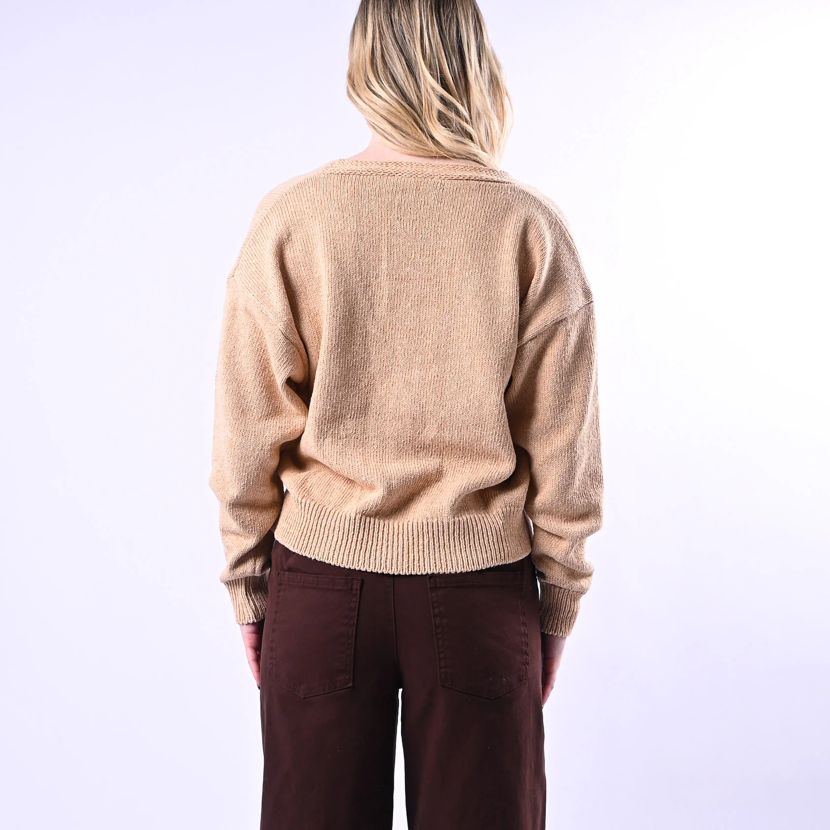 VICOLO - CARDIGAN OVER IN COTONE ART.5AB5015 - BEIGE - Image 4