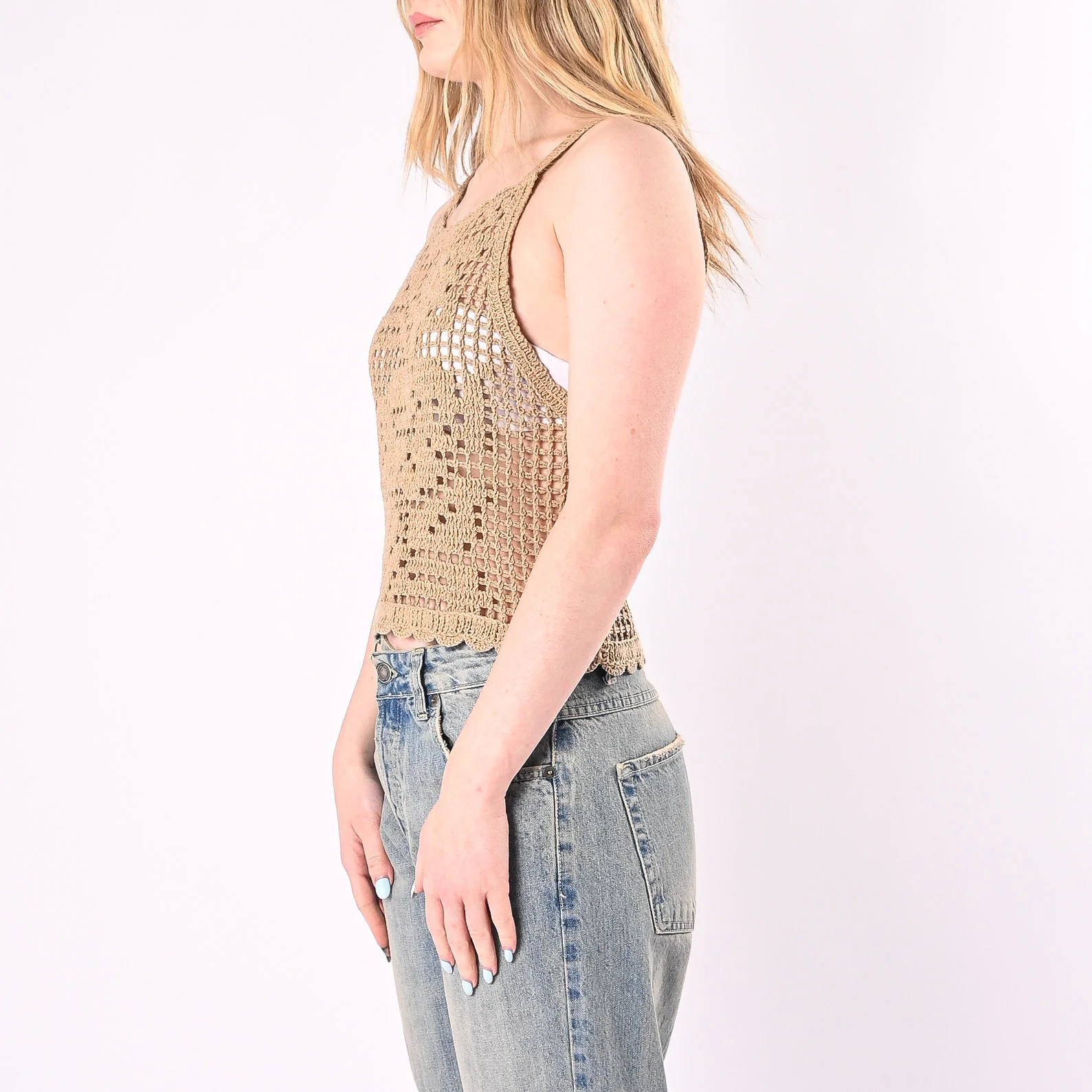 VICOLO - CROP TOP CROCHET DOPPIA SPALLINA ART. 5AB5024/D - DESERTO - Image 3