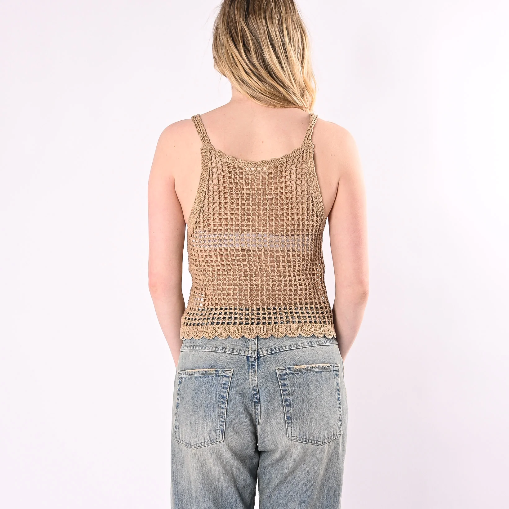 VICOLO - CROP TOP CROCHET DOPPIA SPALLINA ART. 5AB5024/D - DESERTO - Image 4