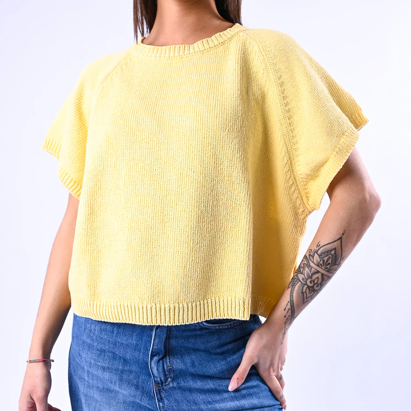 VICOLO - GILET OVER IN MAGLIA ART.5AB5009 - GIALLO - Image 5