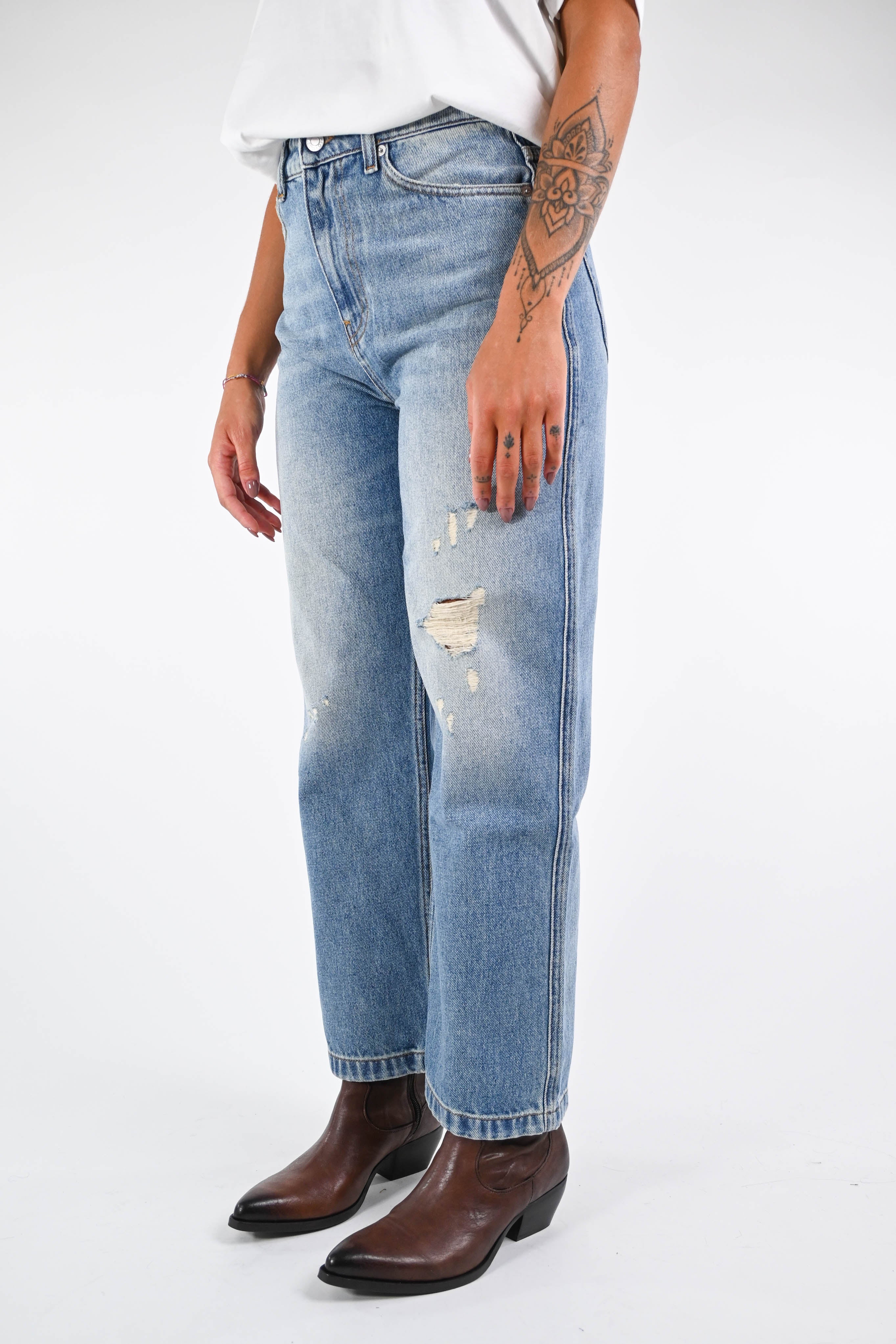 VICOLO - JEANS KATE CON MICRO ROTTURE ART.DF5191 - LAVAGGIO CHIARO - Image 3