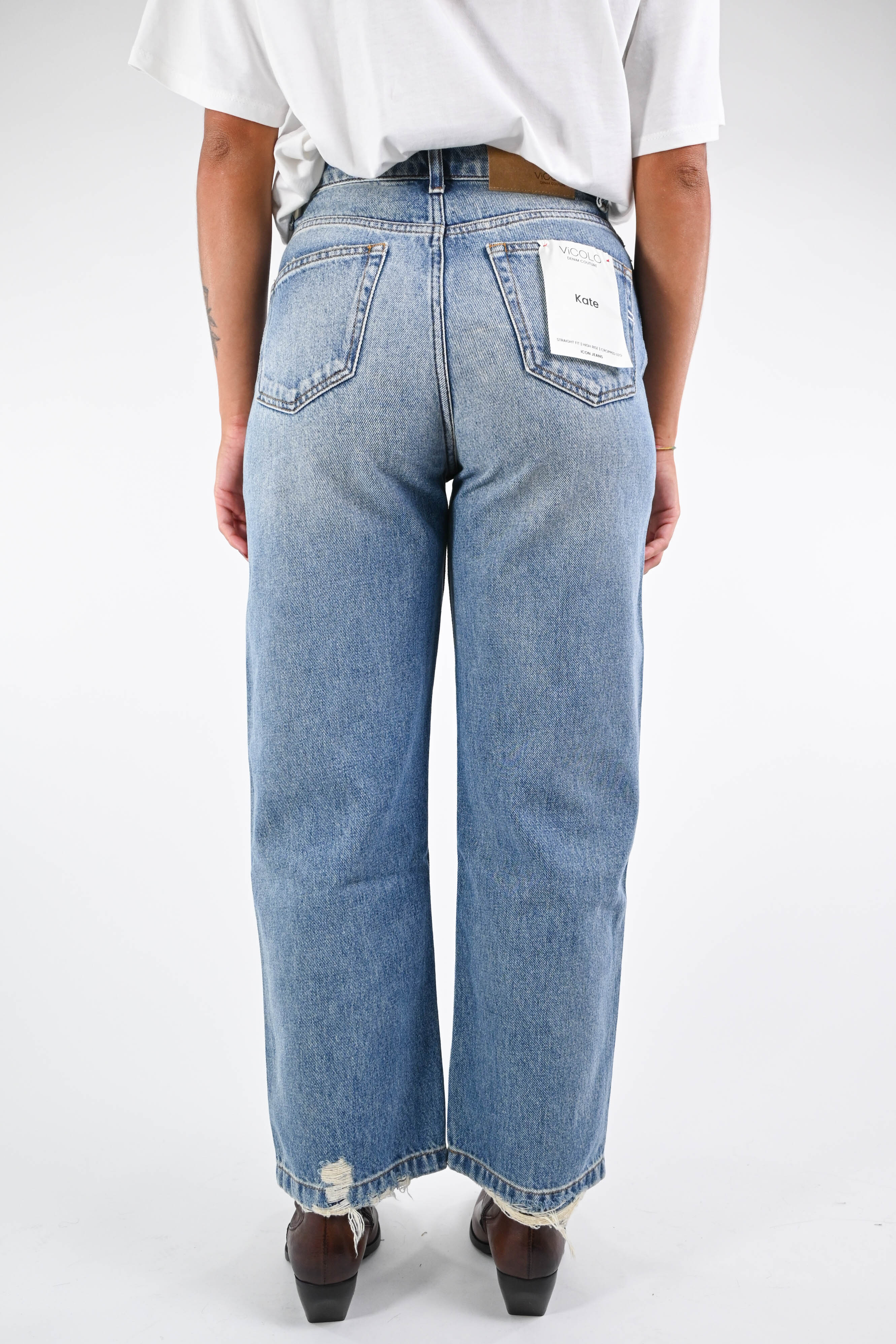 VICOLO - JEANS KATE CON MICRO ROTTURE ART.DF5191 - LAVAGGIO CHIARO - Image 4