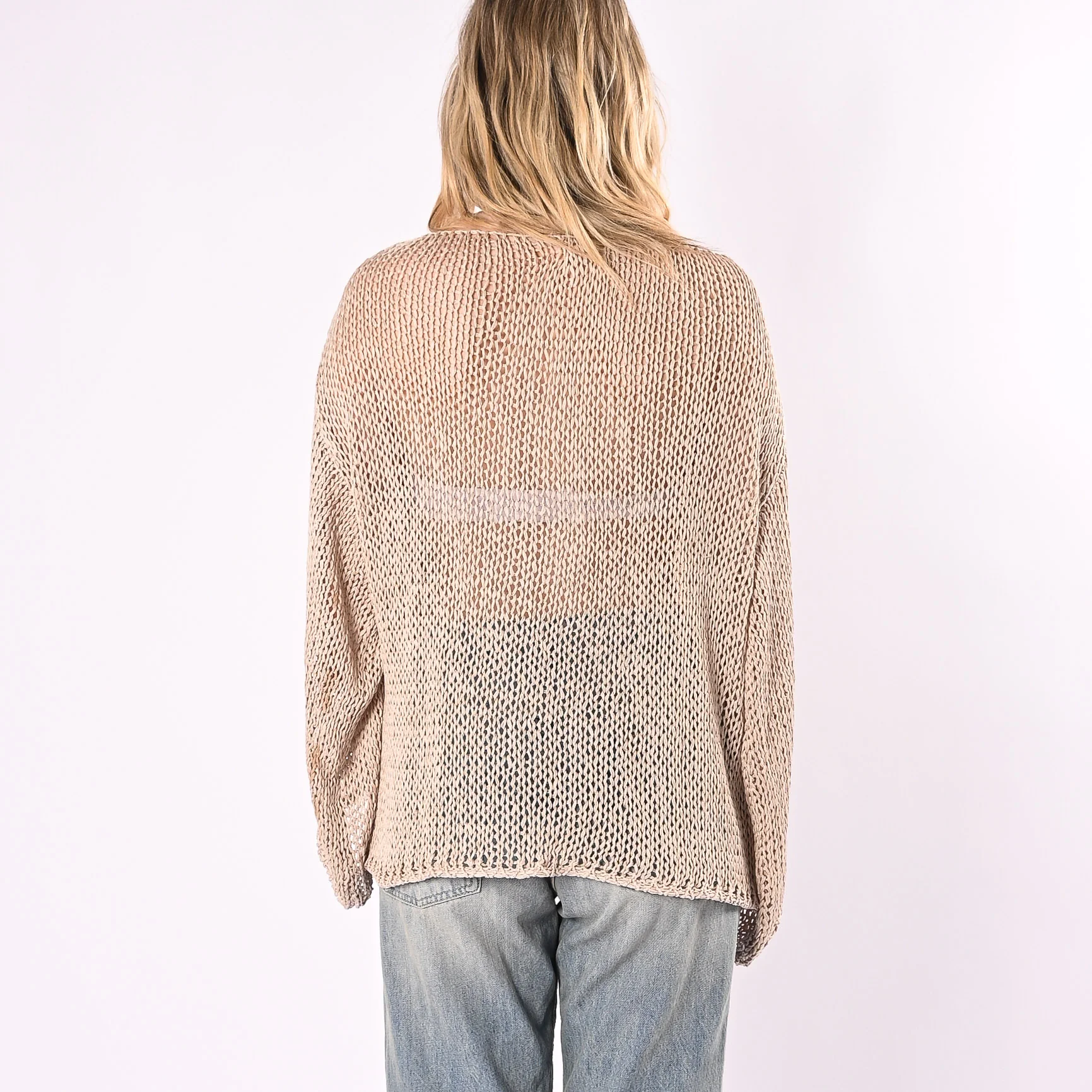 VICOLO - MAGLIA A SCATOLA IN FETTUCCIA ART.3AB3026/BE - BEIGE - Image 4