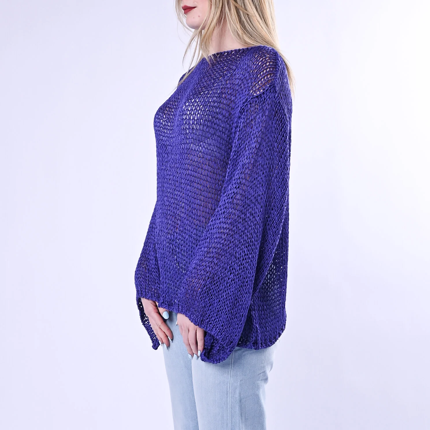 VICOLO - MAGLIA A SCATOLA IN FETTUCCIA ART.3AB3026/V - VIOLA - Image 3