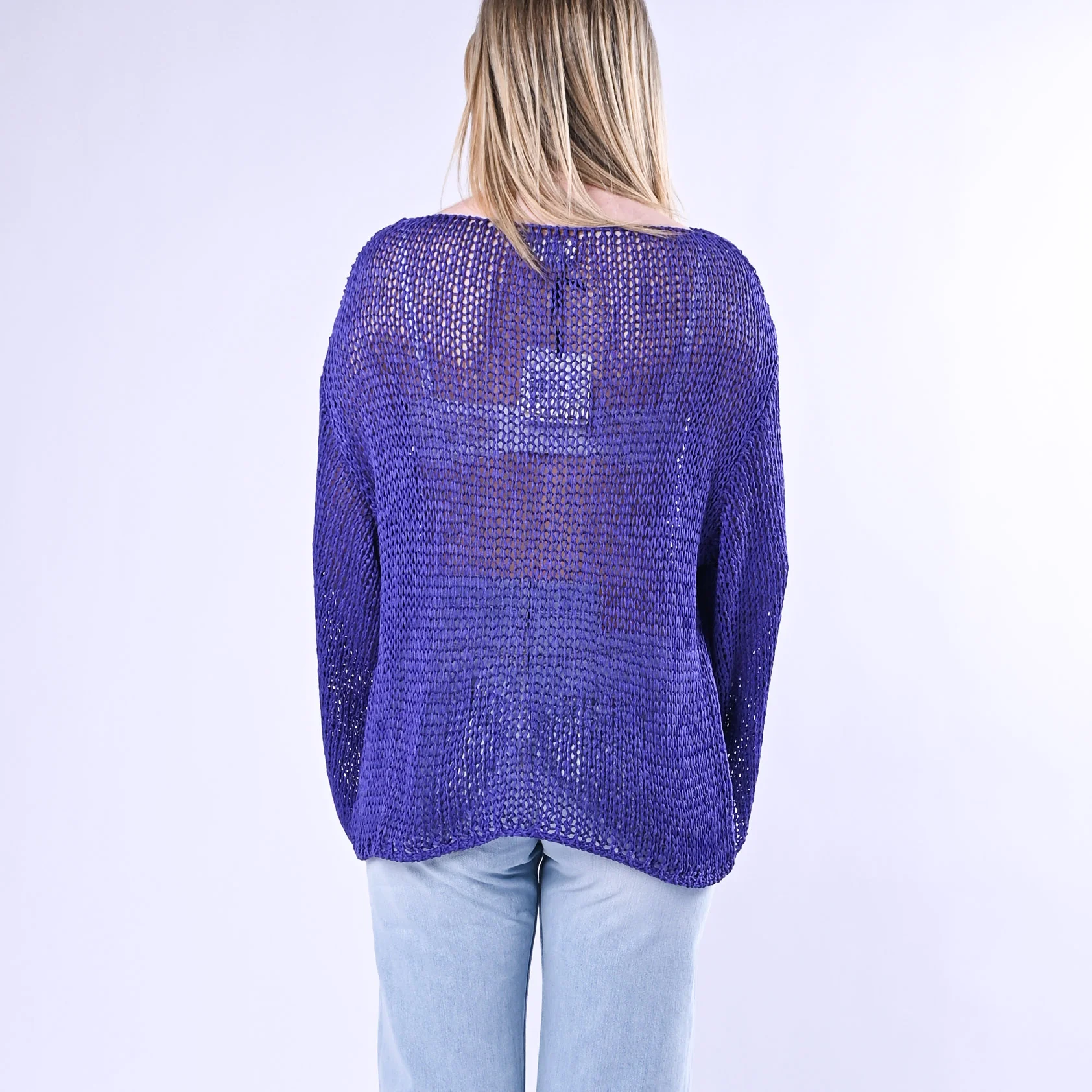 VICOLO - MAGLIA A SCATOLA IN FETTUCCIA ART.3AB3026/V - VIOLA - Image 4