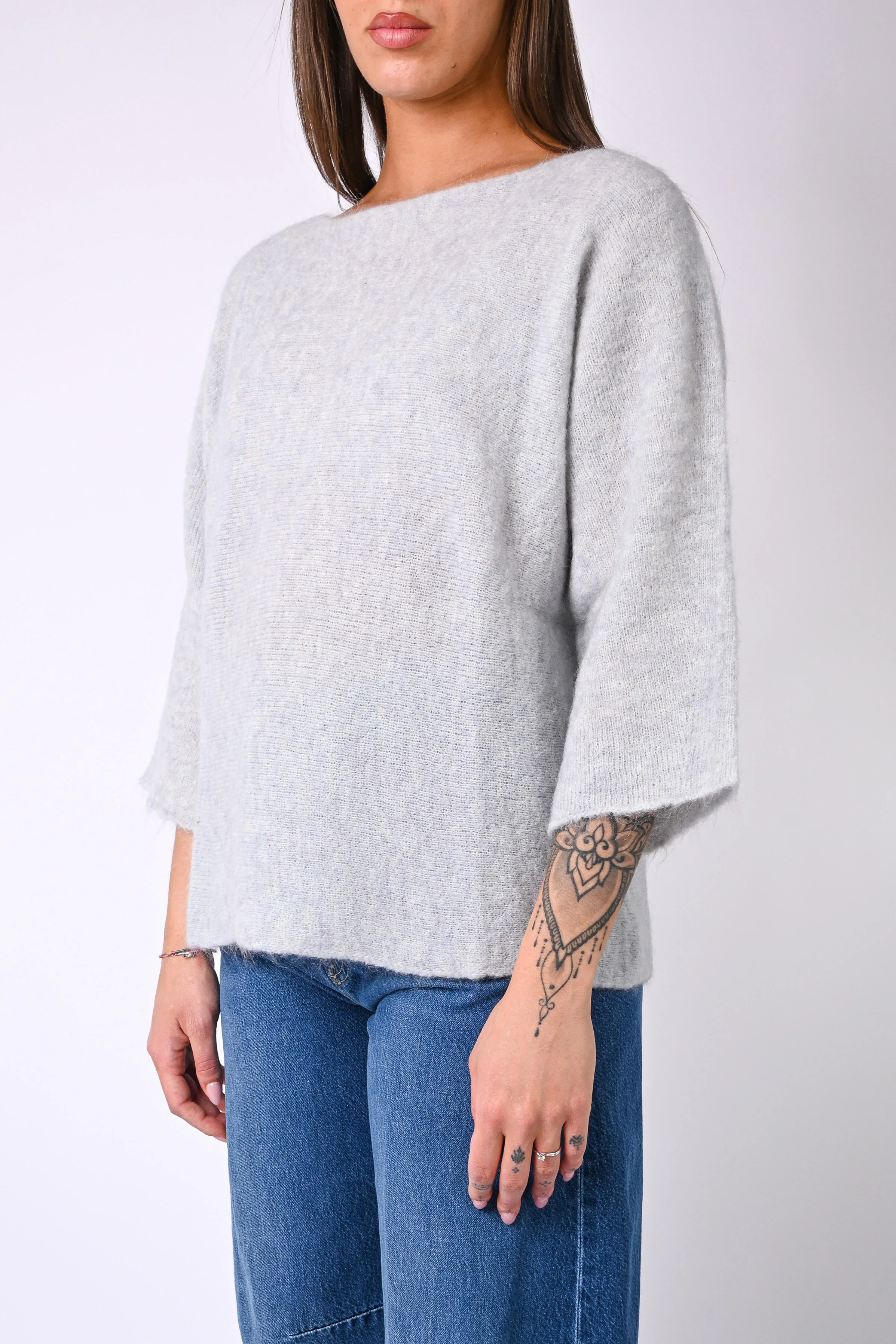 VICOLO - MAGLIA BARCHETTA MOHAIR/MERINOS ART.55111/F - PERLA - Image 3
