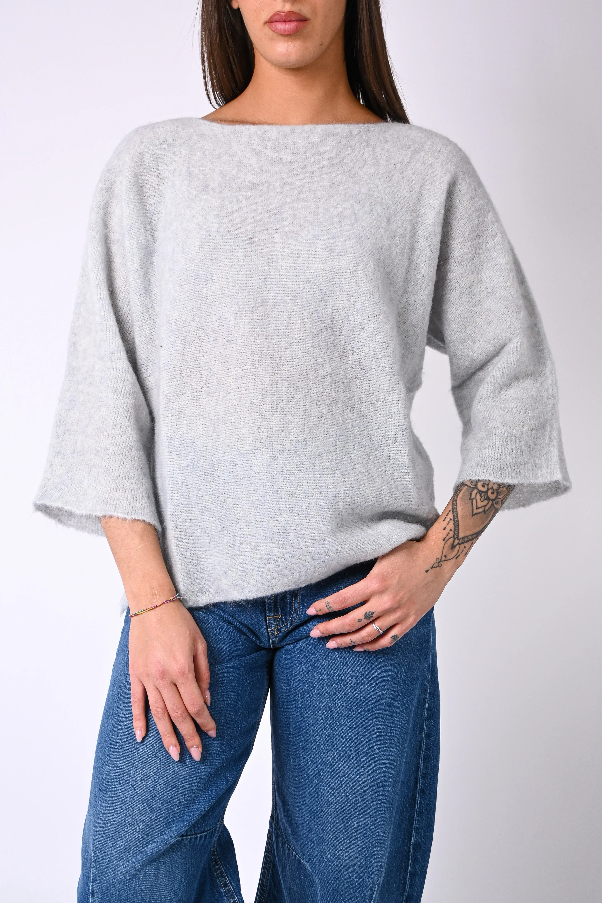 VICOLO - MAGLIA BARCHETTA MOHAIR/MERINOS ART.55111/F - PERLA - Image 5