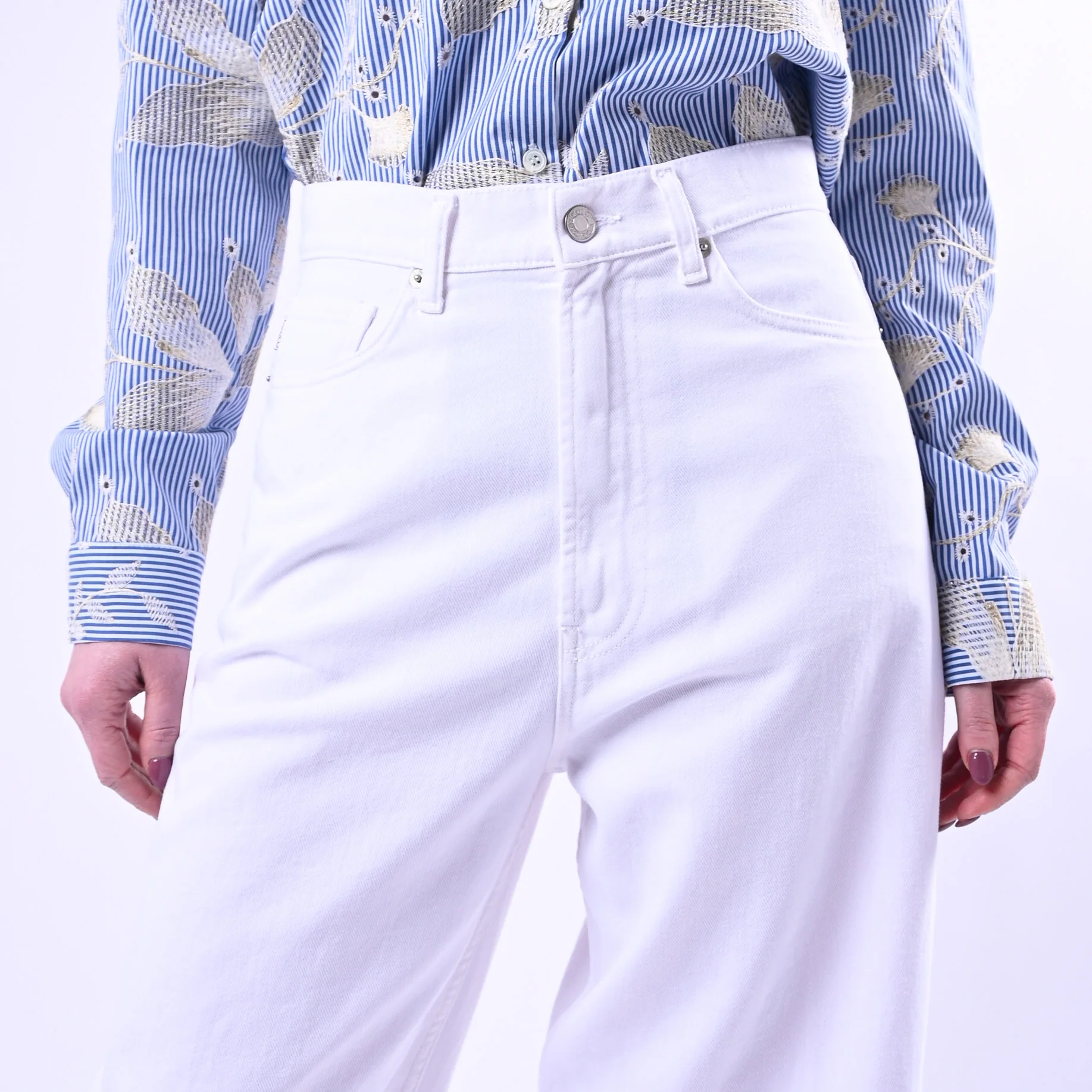 VICOLO - PANTALONE LAILA BALLOON ART.DAB5225 - BULL DENIM BIANCO - Image 5