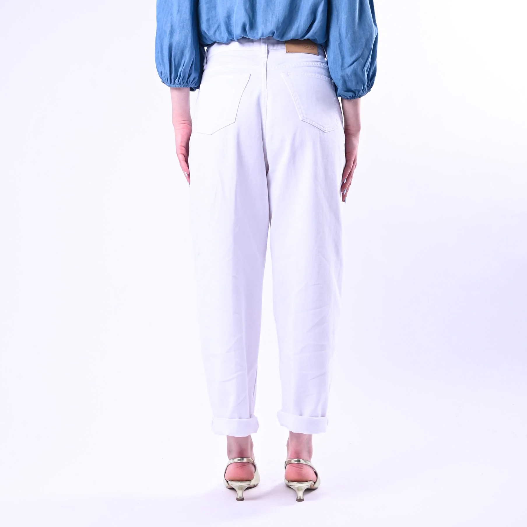 VICOLO - PANTALONE LAILA BULL DENIM RELAXED FIT ART.DAB5225/B - BIANCO - Image 3