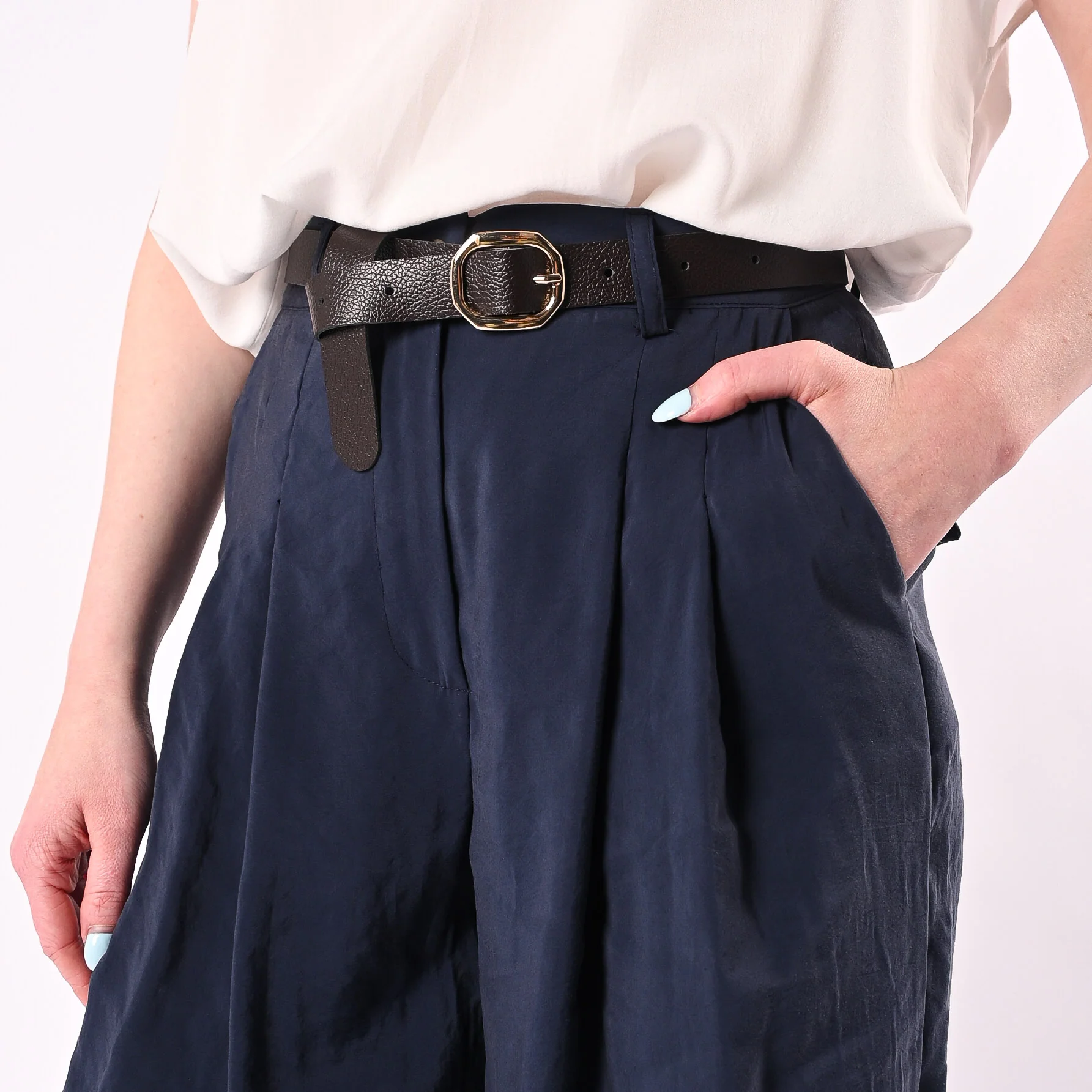 VICOLO - PANTALONE PALAZZO IN CUPRO ART.TAB2072/B - BLU - Image 5