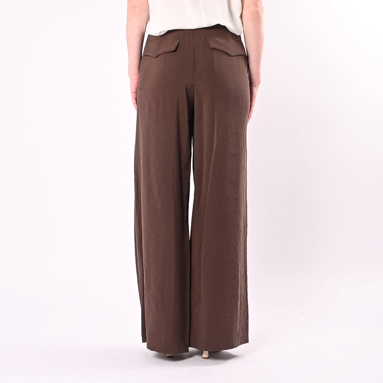 VICOLO - PANTALONE PALAZZO IN CUPRO ART.TAB2072/M - MORO - Image 4