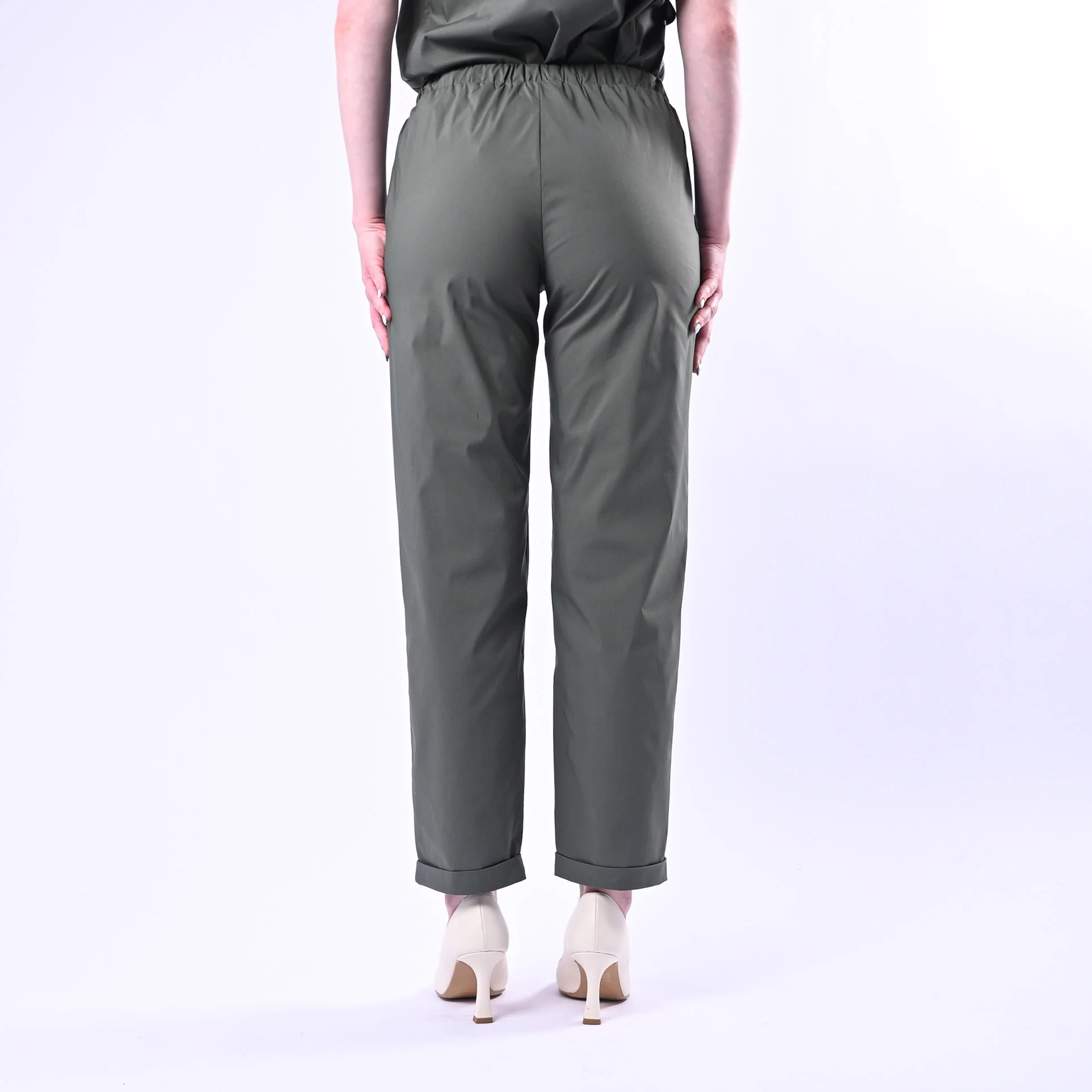 VICOLO - PANTALONE POPELINE CON COULISSE ART.TAB1761/M - MILITARE - Image 4