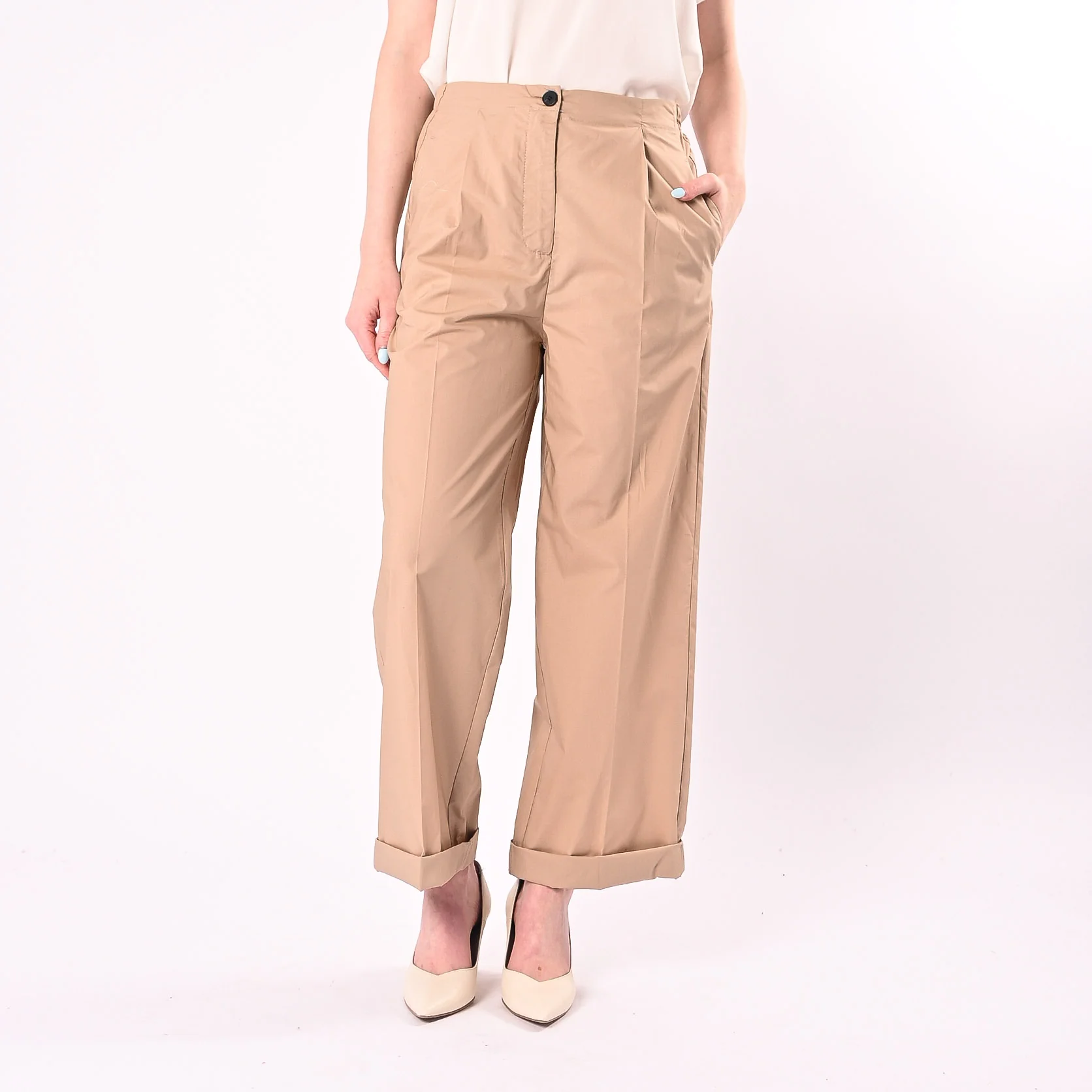 VICOLO - PANTALONE POPELINE DRITTO CON PENCES ART. TAB2001/D - DESERTO