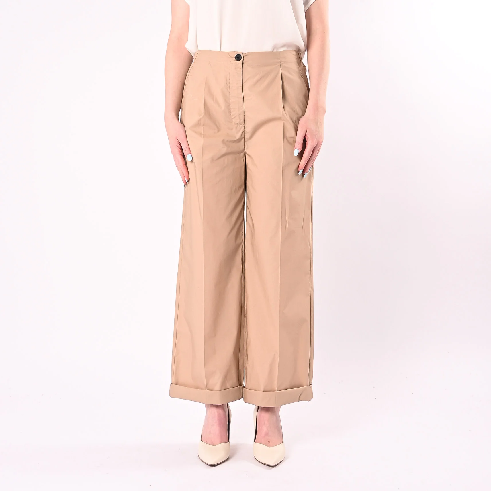 VICOLO - PANTALONE POPELINE DRITTO CON PENCES ART. TAB2001/D - DESERTO - Image 2
