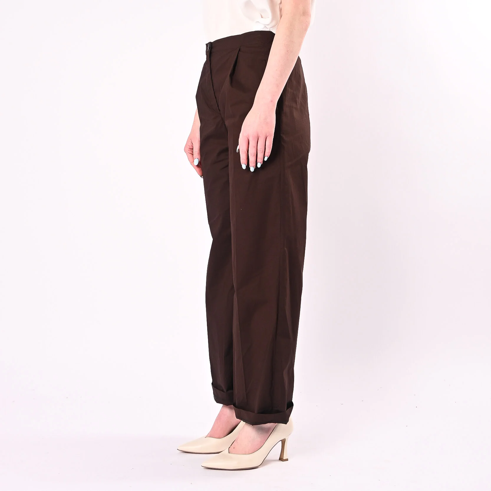 VICOLO - PANTALONE POPELINE DRITTO CON PENCES ART. TAB2001/F - FONDENTE - Image 3