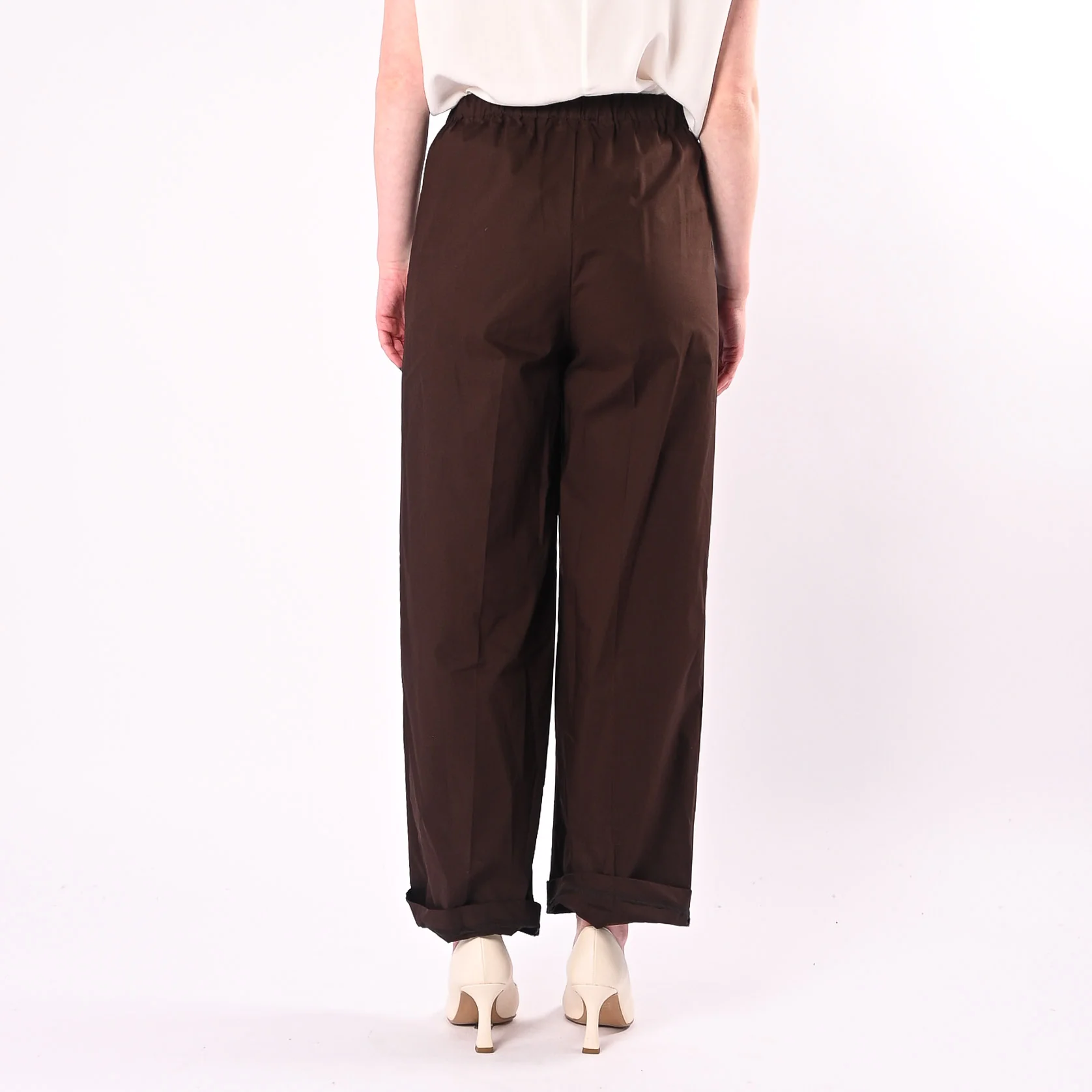 VICOLO - PANTALONE POPELINE DRITTO CON PENCES ART. TAB2001/F - FONDENTE - Image 4