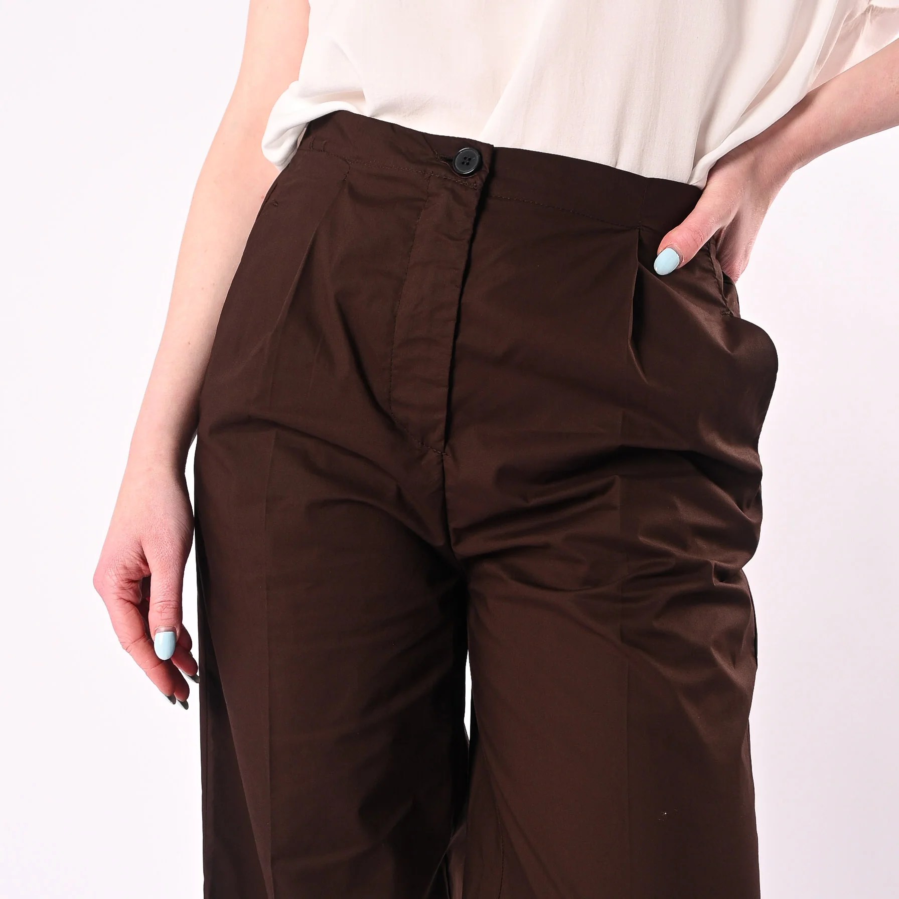 VICOLO - PANTALONE POPELINE DRITTO CON PENCES ART. TAB2001/F - FONDENTE - Image 5