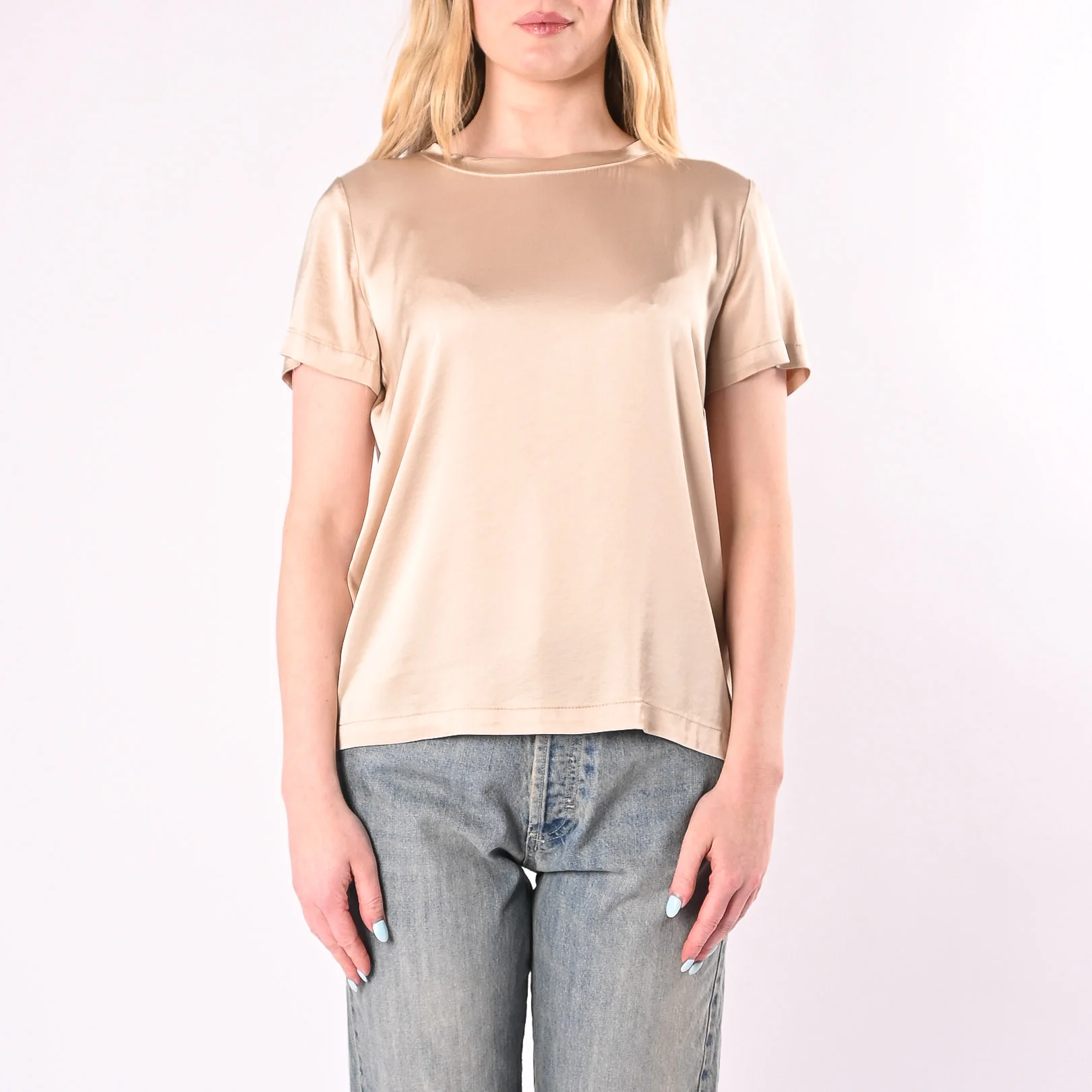 VICOLO - T-SHIRT GIROCOLLO IN VISCOSA ART.TAB0083/V - VANIGLIA - Image 2