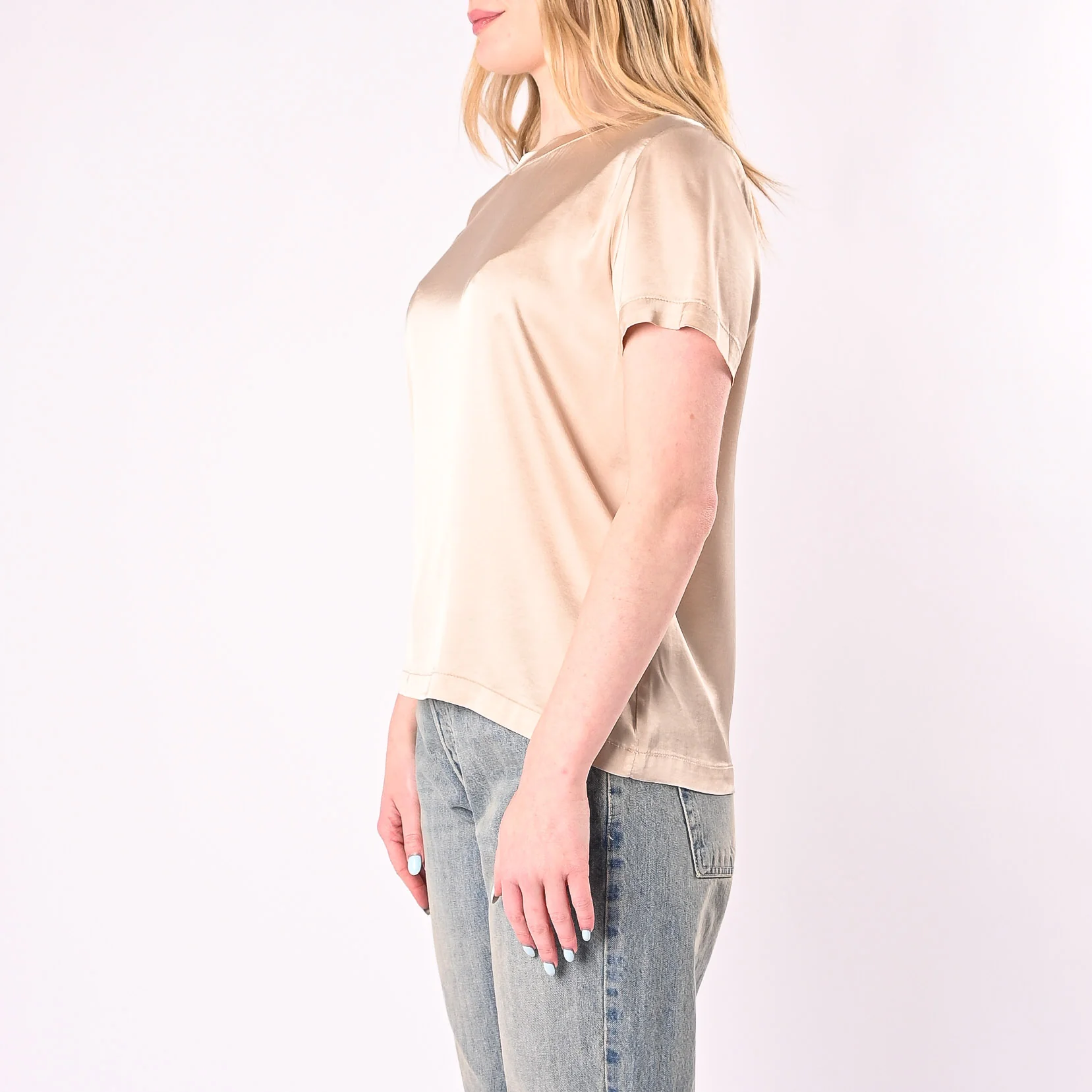 VICOLO - T-SHIRT GIROCOLLO IN VISCOSA ART.TAB0083/V - VANIGLIA - Image 3