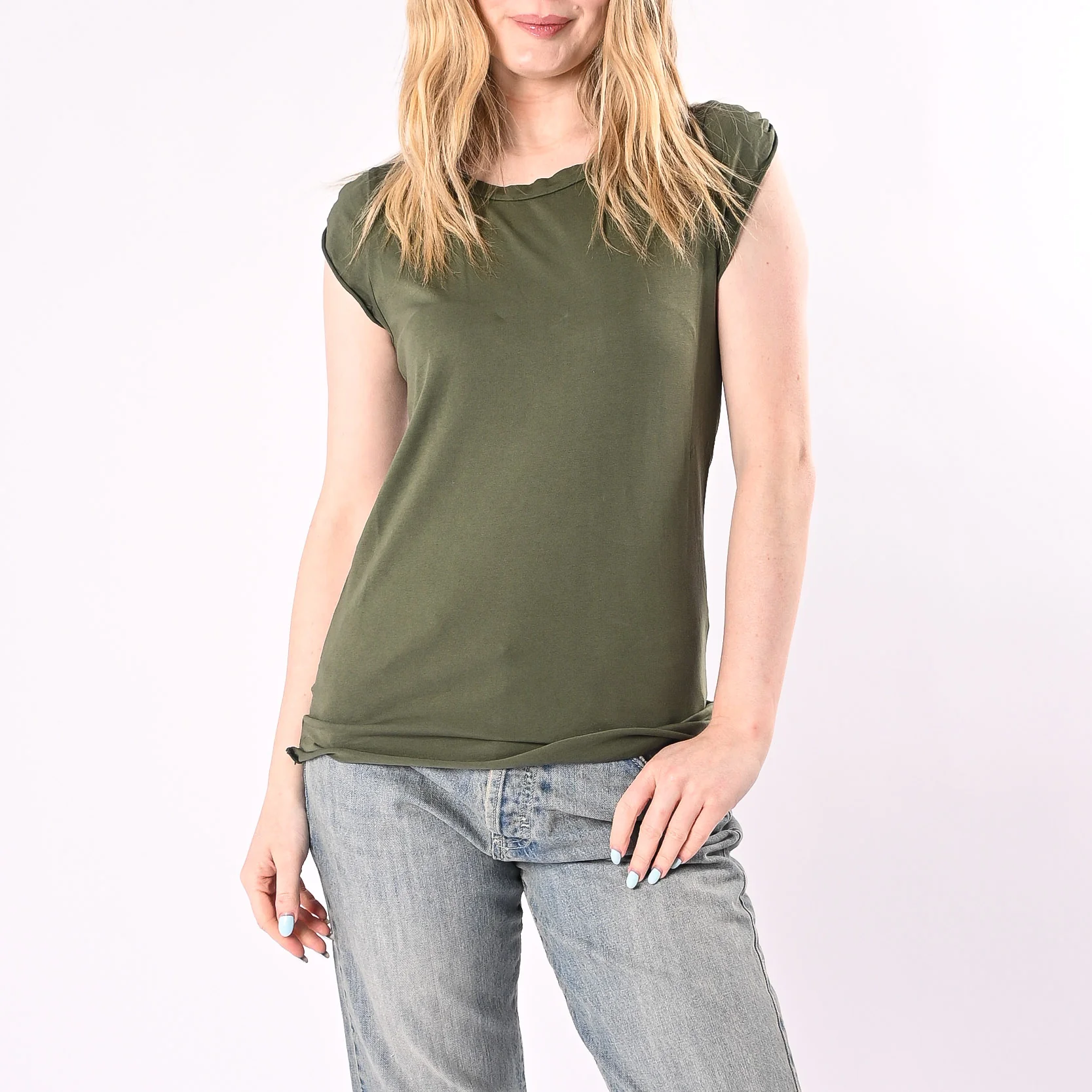 VICOLO - T-SHIRT GIROCOLLO MANICA ALETTA ART. UAB0323/O - ORIGANO