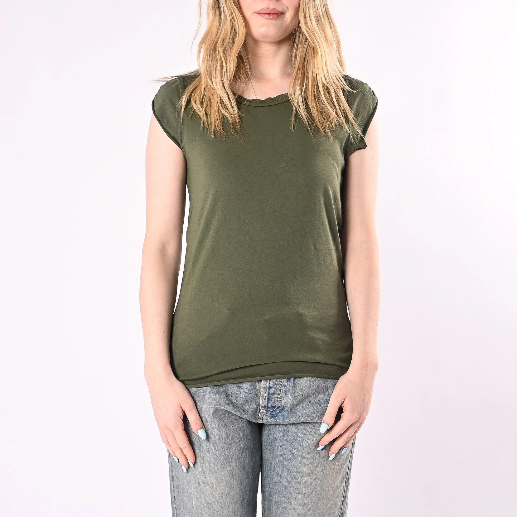 VICOLO - T-SHIRT GIROCOLLO MANICA ALETTA ART. UAB0323/O - ORIGANO - Image 2