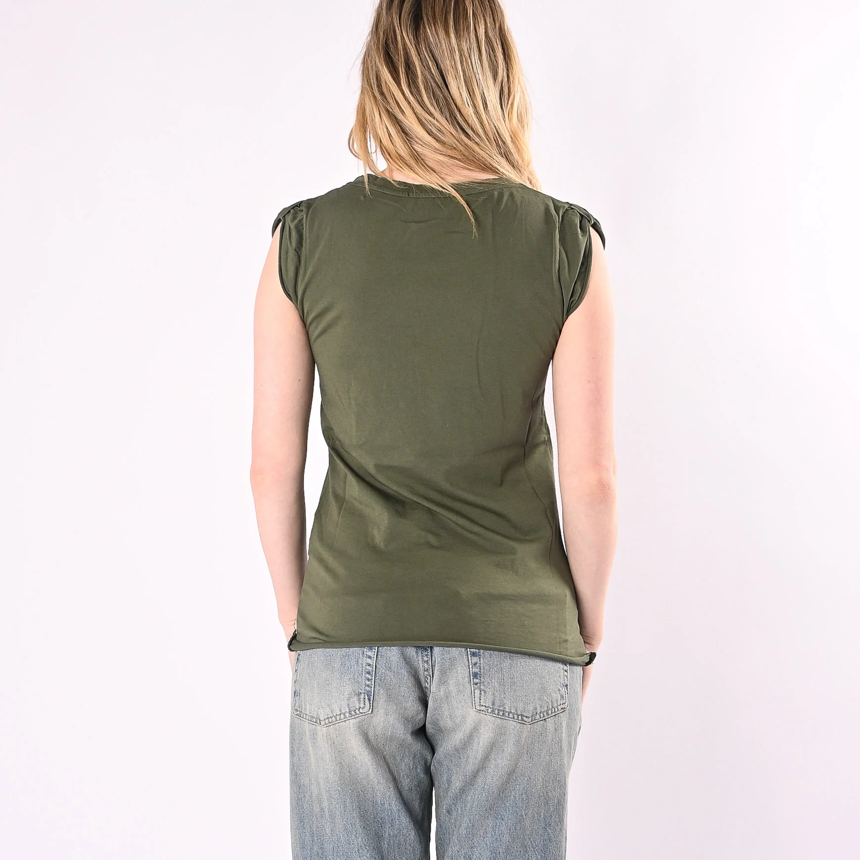VICOLO - T-SHIRT GIROCOLLO MANICA ALETTA ART. UAB0323/O - ORIGANO - Image 4