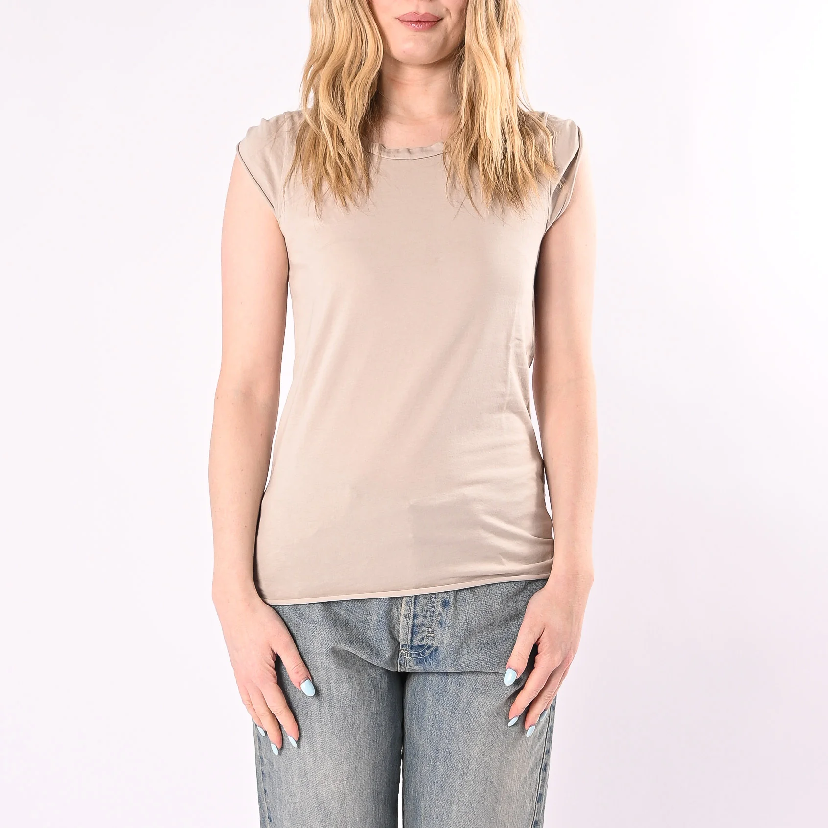 VICOLO - T-SHIRT GIROCOLLO MANICA ALETTA ART. UAB0323/S - SASSO - Image 2