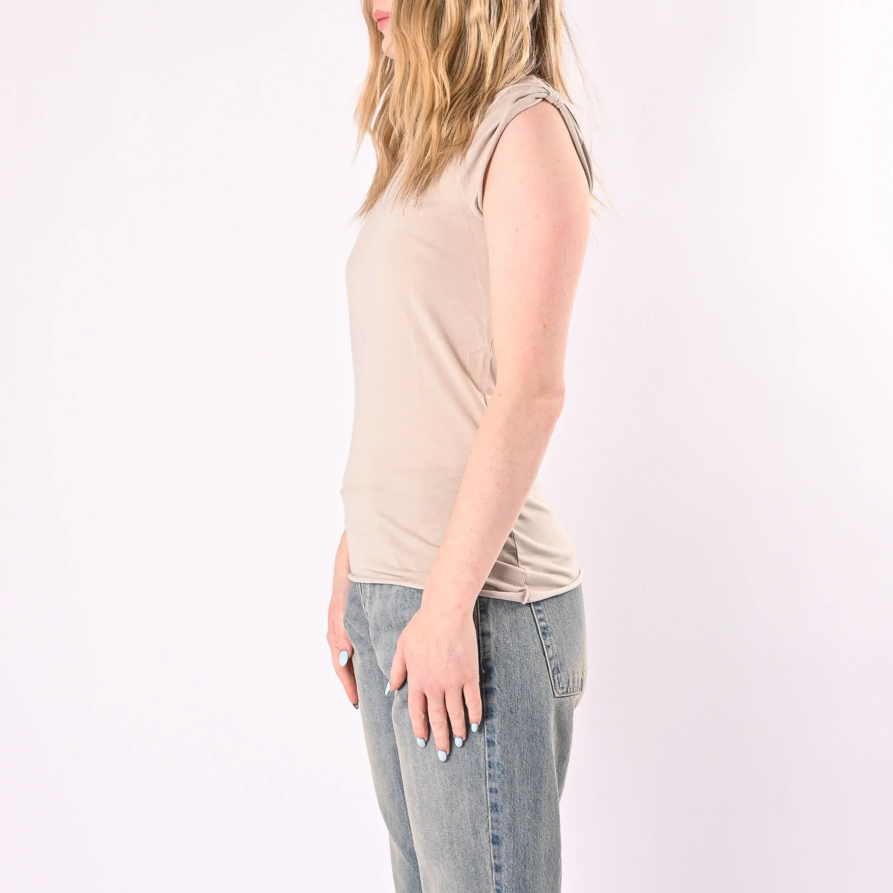 VICOLO - T-SHIRT GIROCOLLO MANICA ALETTA ART. UAB0323/S - SASSO - Image 3
