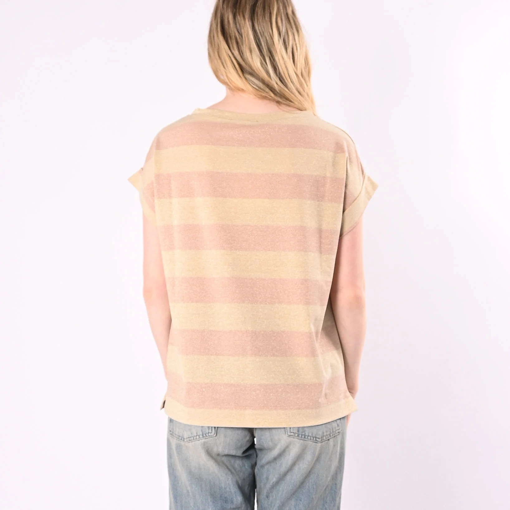 VICOLO - T-SHIRT OVER RIGA LUREX ART. UAB0401/RO - ROSA/ORO - Image 4