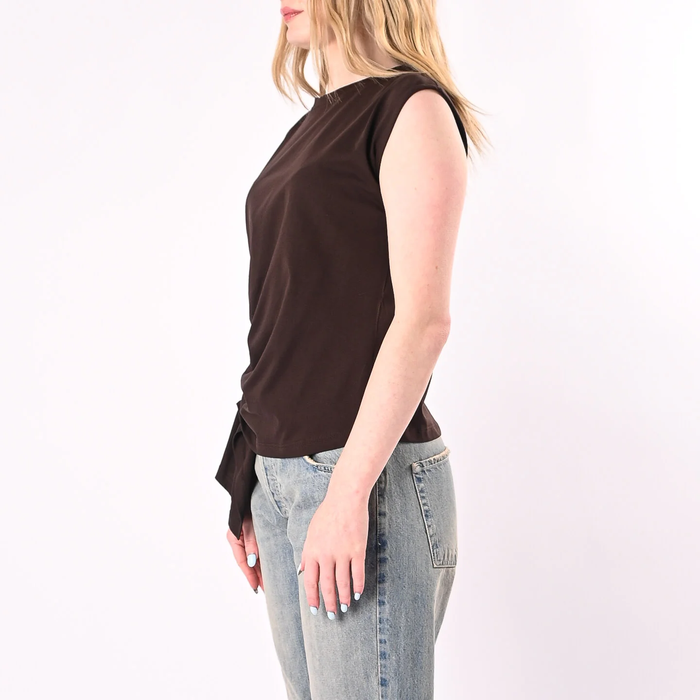 VICOLO - T-SHIRT SENZA MANICHE CON ARRICCIATURA LATERALE ART. UAB0364/F - FONDENTE - Image 3