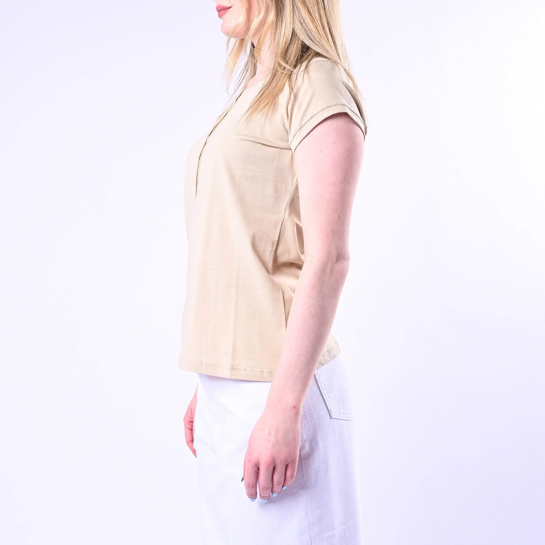 VICOLO - T-SHIRT SERAFINO MANICA CORTA ART.UAB0309/B - BEIGE - Image 3