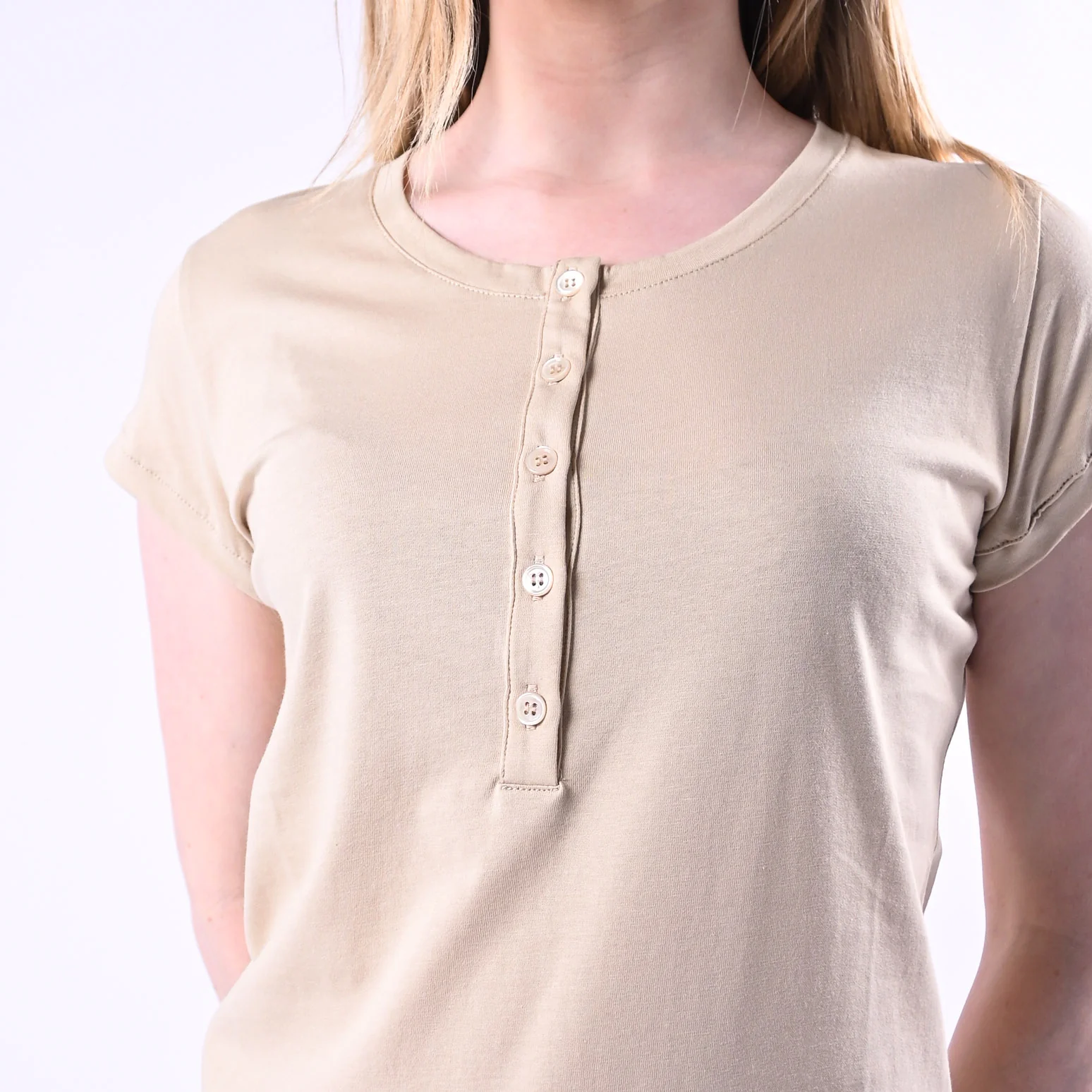 VICOLO - T-SHIRT SERAFINO MANICA CORTA ART.UAB0309/B - BEIGE - Image 5