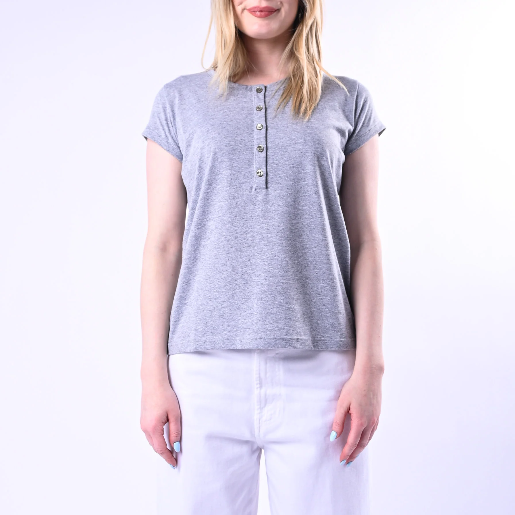 VICOLO - T-SHIRT SERAFINO MANICA CORTA ART.UAB0309/G - GRIGIO MELANGE - Image 2