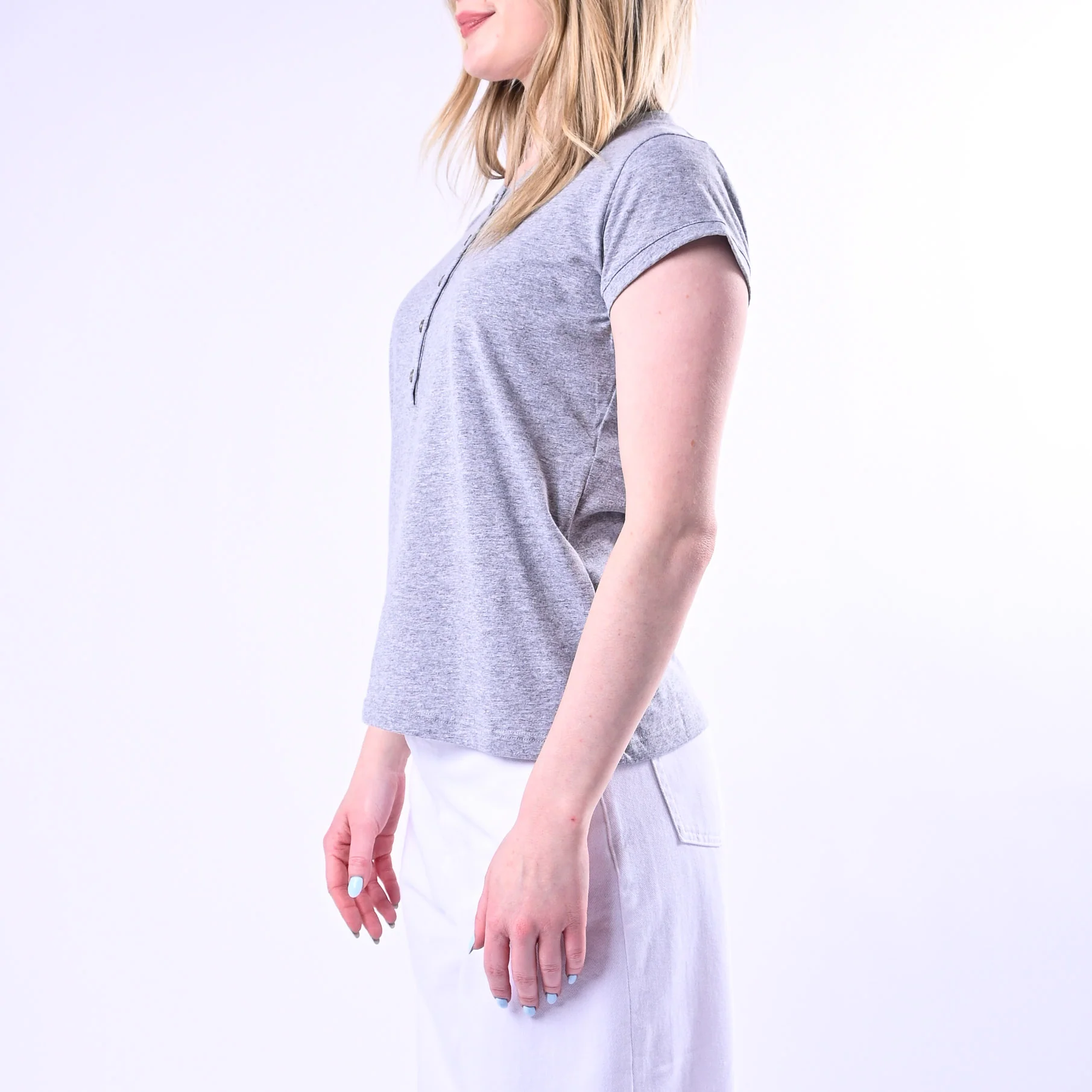 VICOLO - T-SHIRT SERAFINO MANICA CORTA ART.UAB0309/G - GRIGIO MELANGE - Image 3