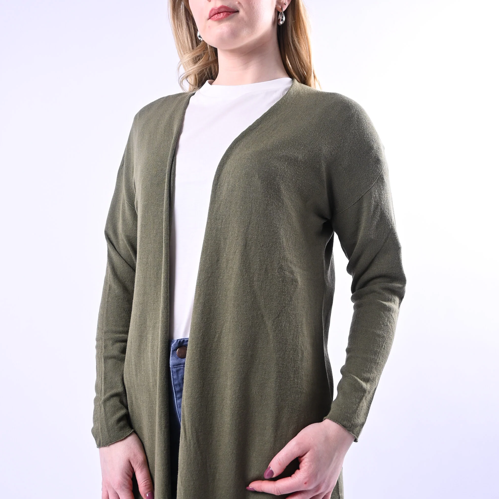 VICOOLO - CARDIGAN LUNGO IN VISCOSA ART.2AB2035 - VERDE - Image 5