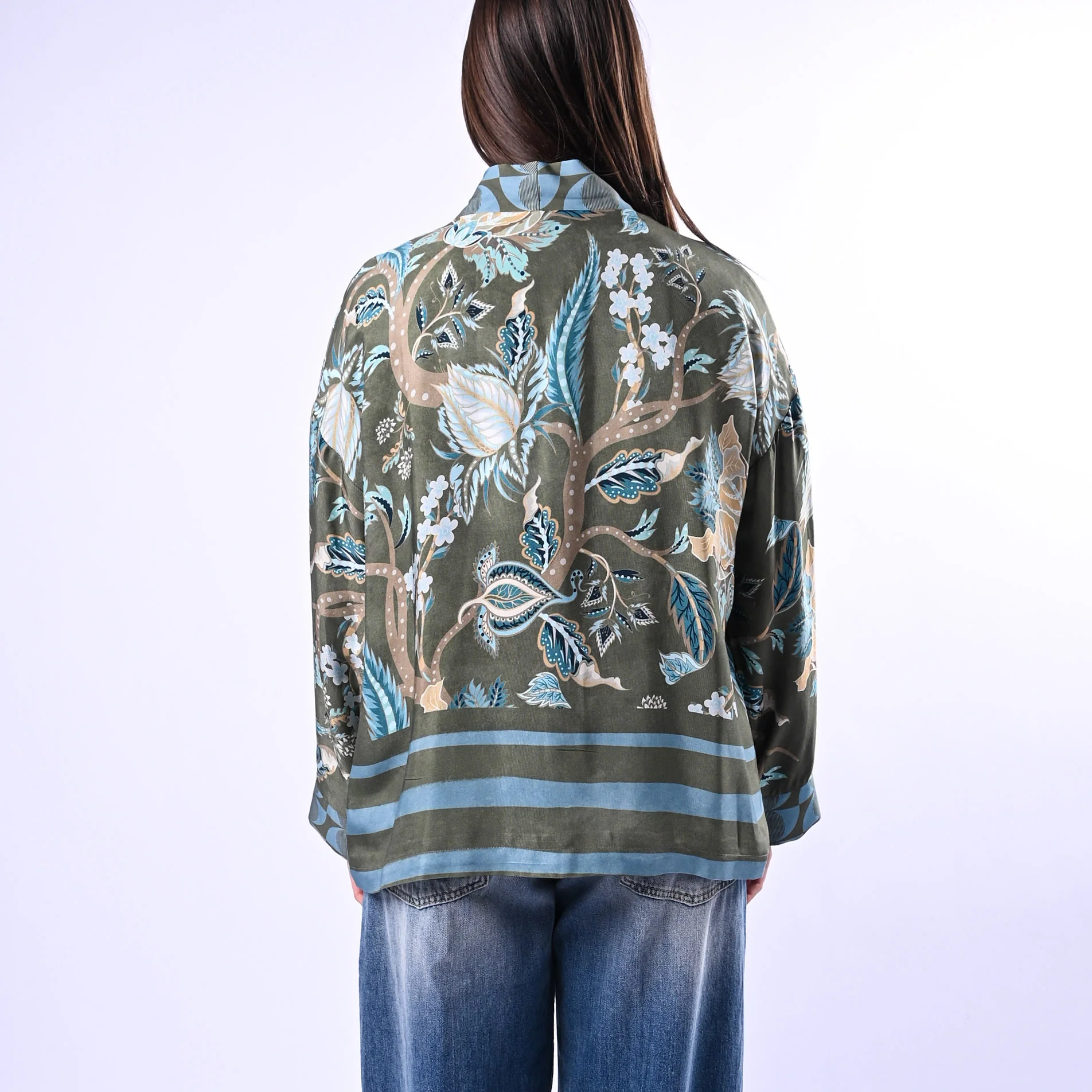 WU'SIDE - GIACCA/KIMONO FANTASIA FLOREALE ART.26251 - VERDE - Image 4