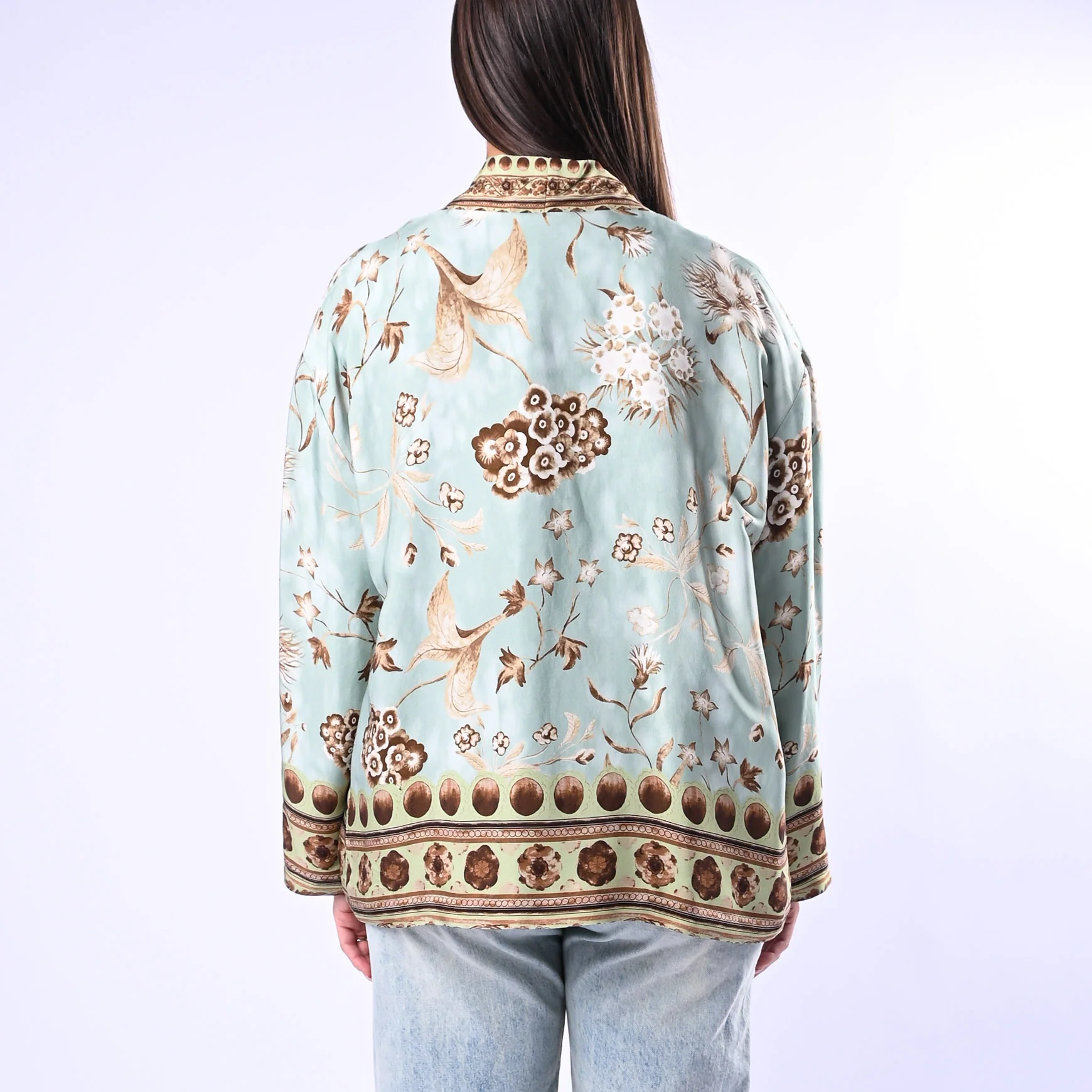 WU'SIDE - GIACCA/KIMONO FANTASIA FLOREALE ART.26296 - MENTA/BEIGE - Image 4